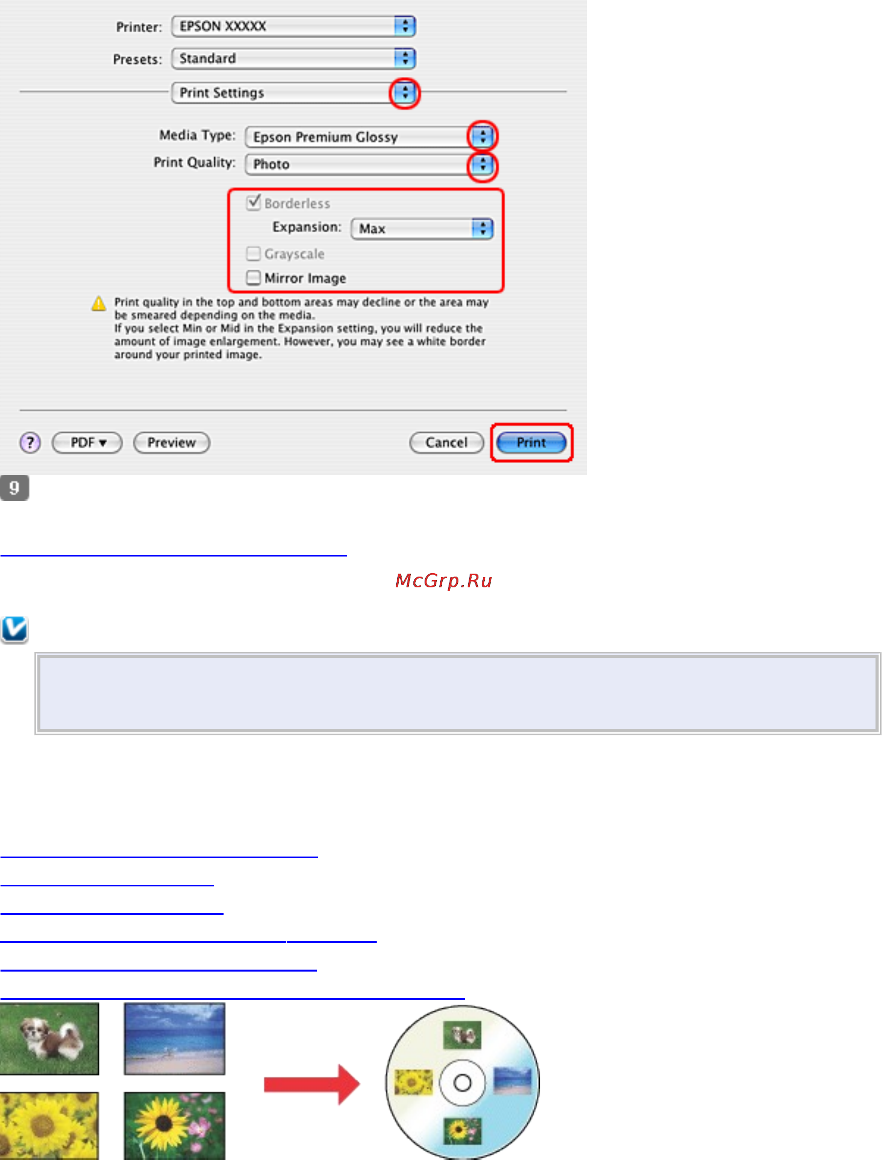 Epson PX730WD [14/176] Печать на cd dvd