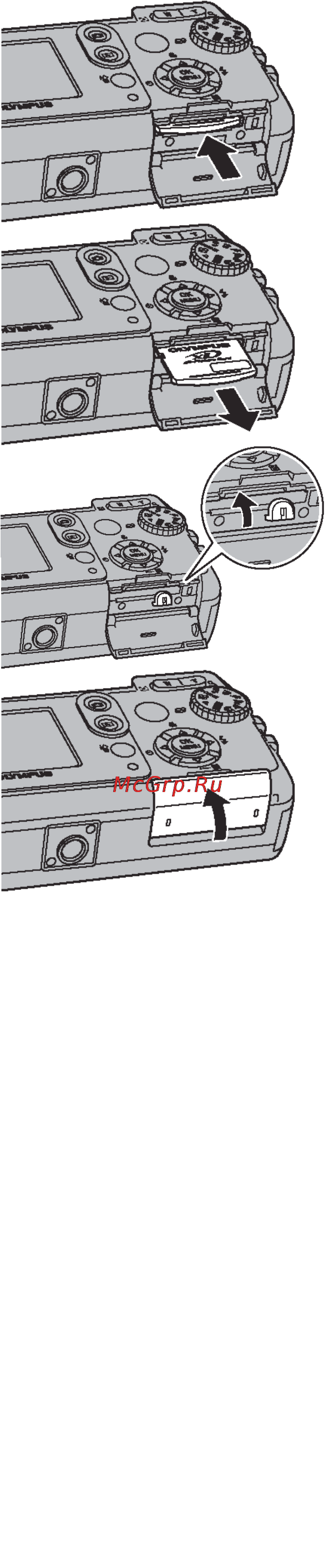 Olympus C-480ZOOM [26/110] Извлечение карты памяти из камеры