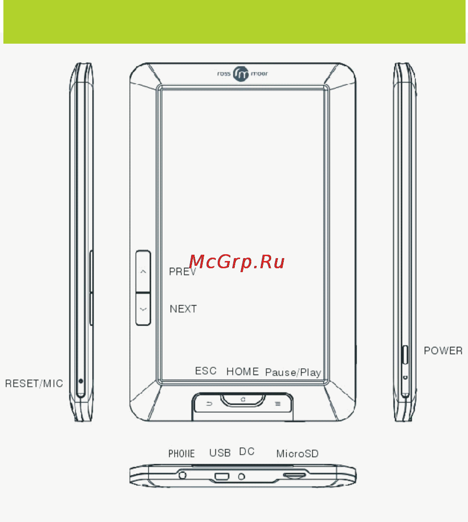 Ross&Moor Luna RMT-711 7 4Gb белая [4/21] Внешний вид рамки и кнопки