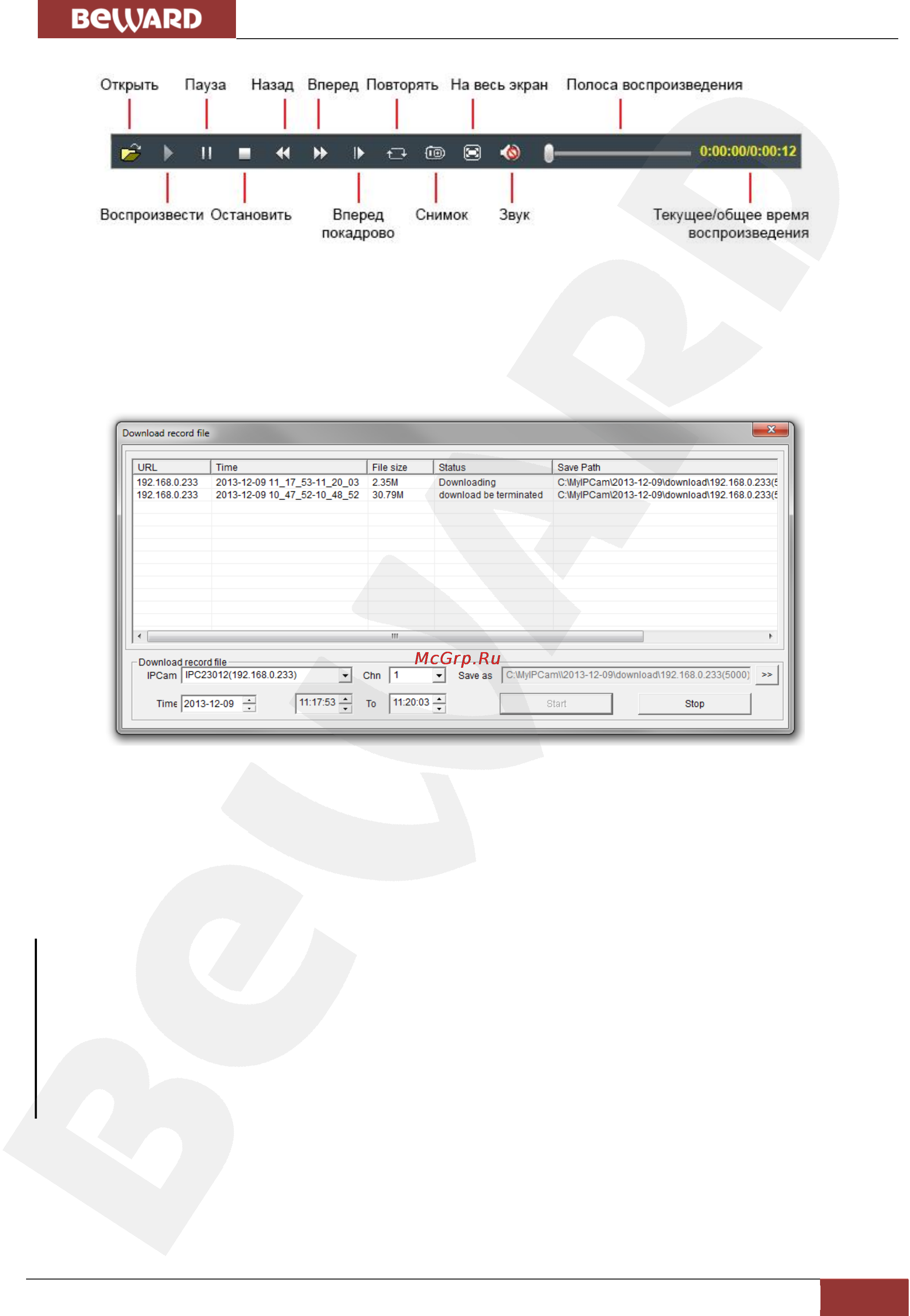 BEWARD B1210DM [19/74] Глава 5 воспроизведение
