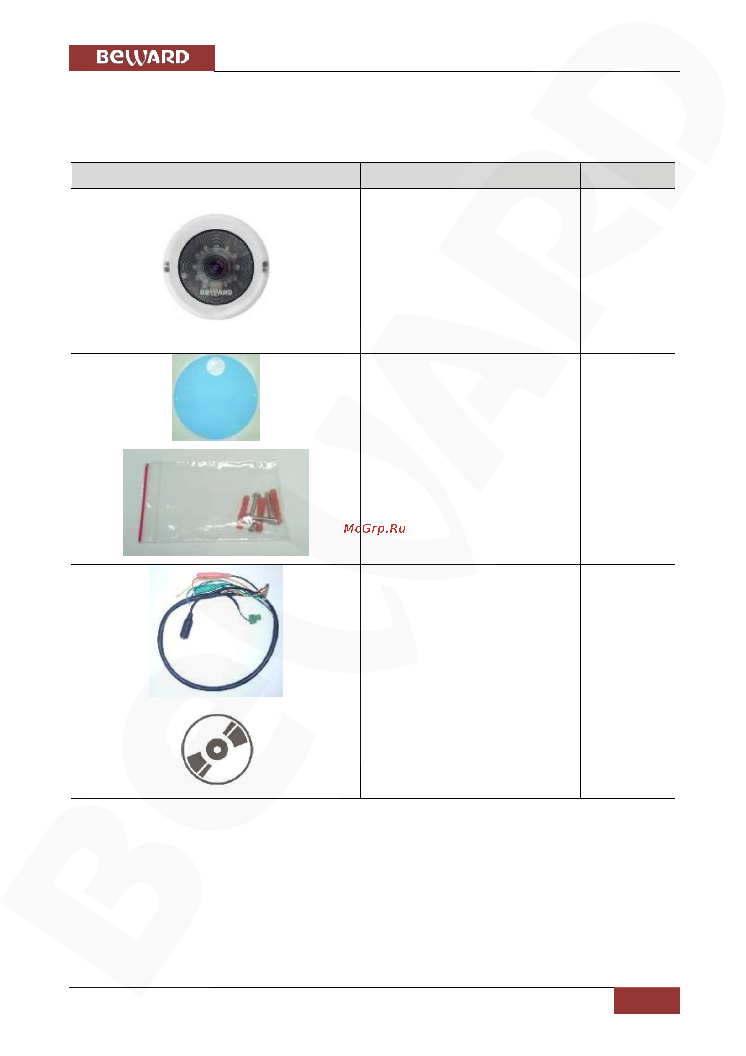 BEWARD BD3990FL2 [7/108] Комплект поставки