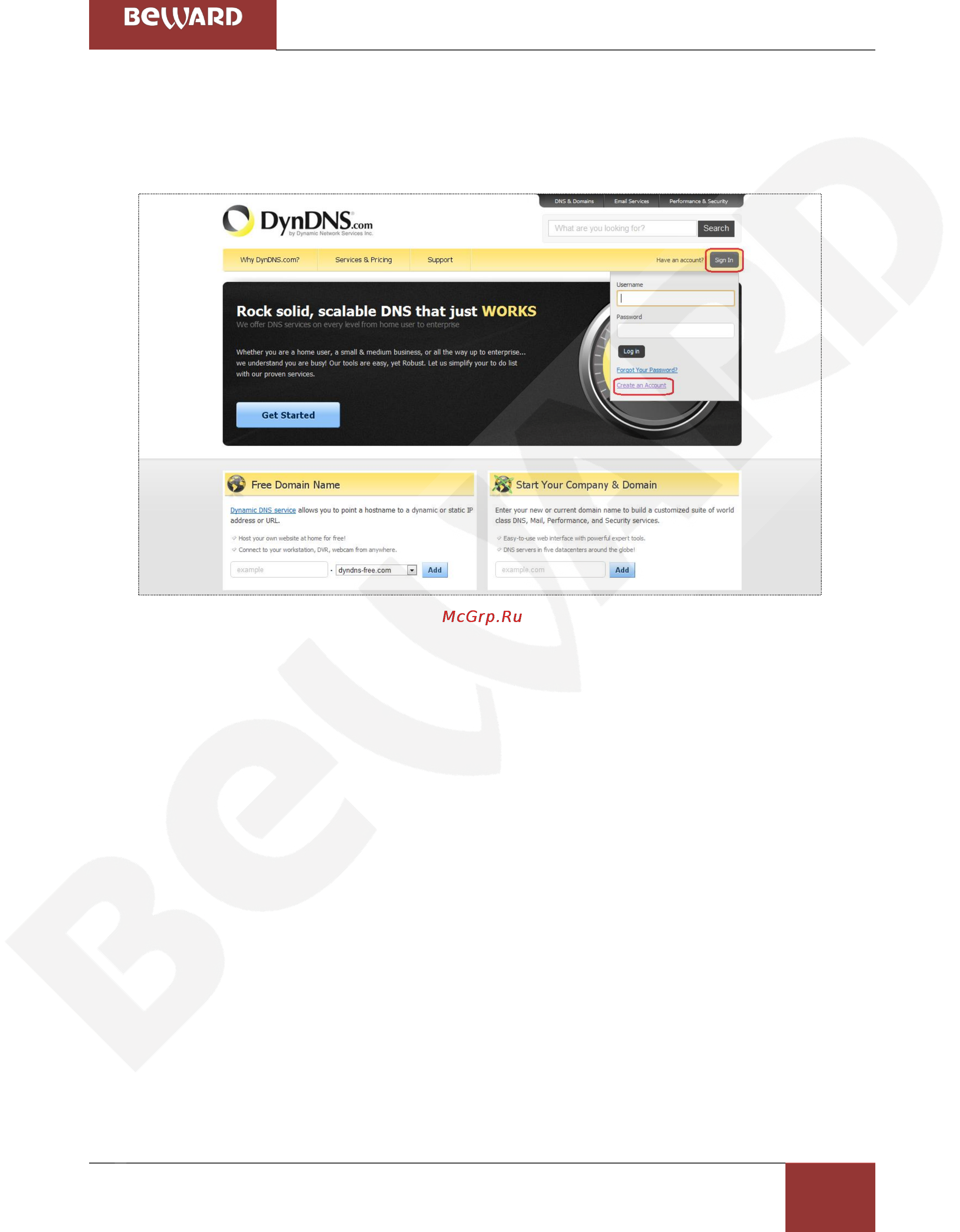 BEWARD BD4640DR [124/150] D регистрация на сервере dyndns