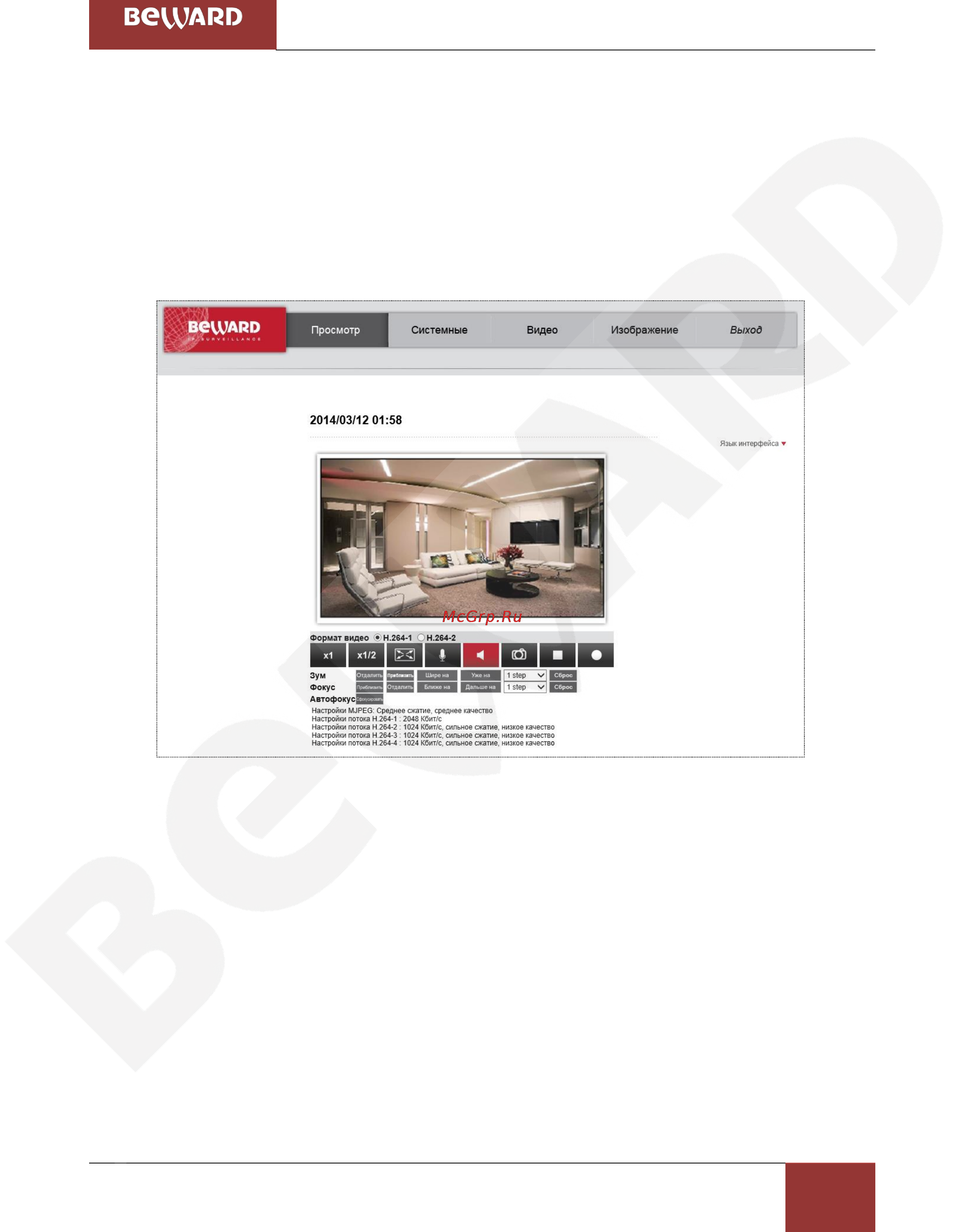 BEWARD BD4680DVZ [21/150] Основные функции веб интерфейса