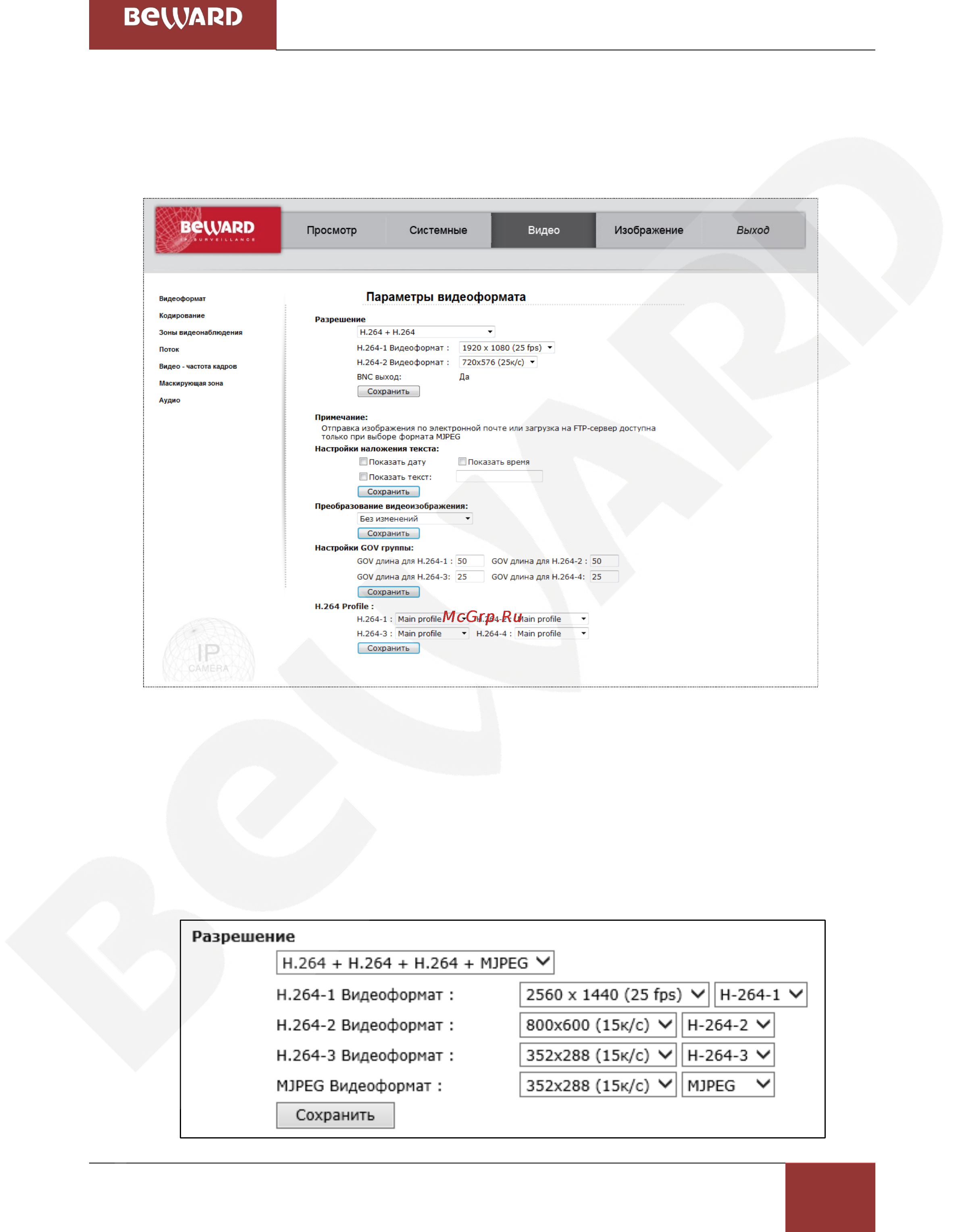 BEWARD BD4640DR [95/150] Меню видеоформат video format