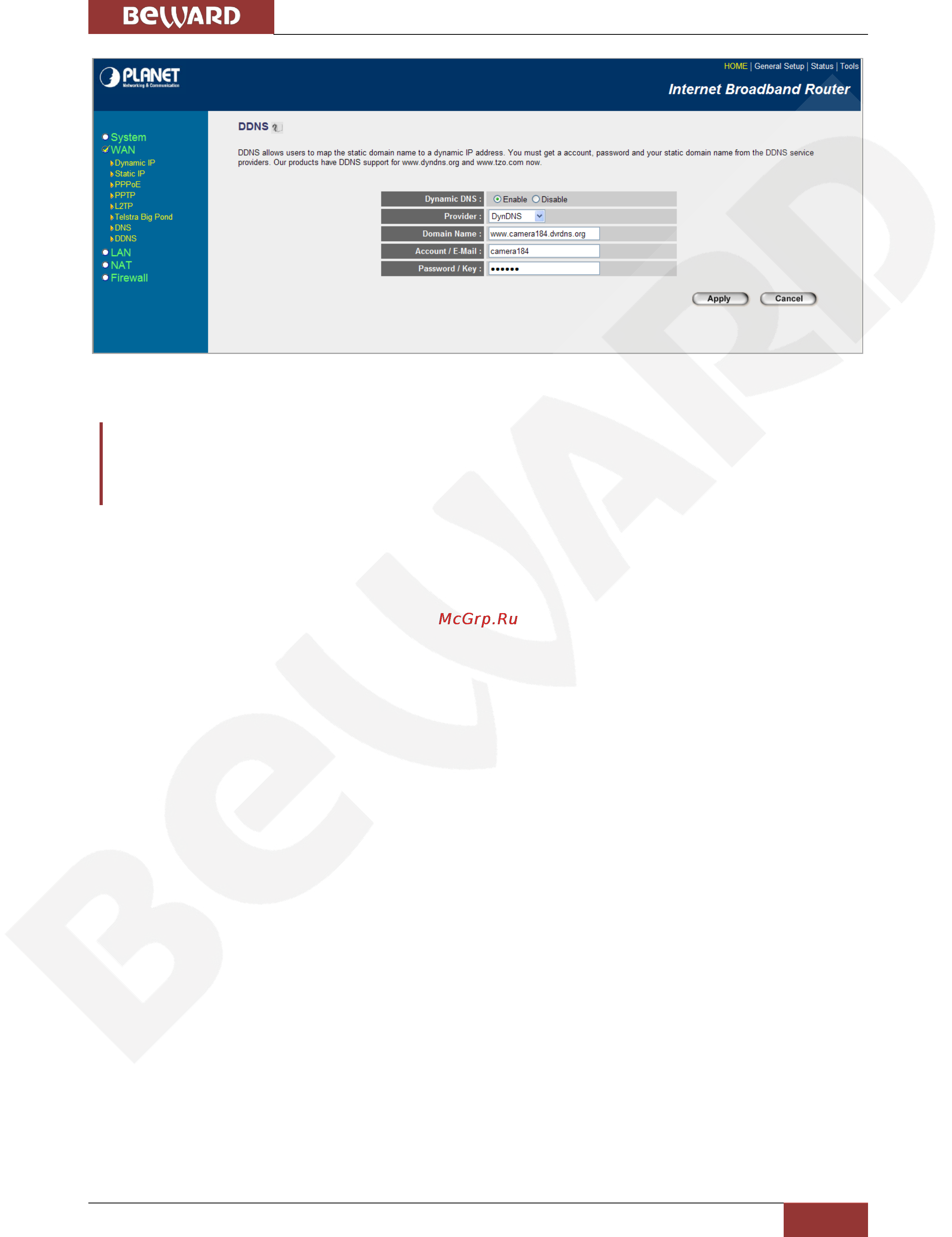 BEWARD BD4640RCV [98/114] Глава 7 подключение ip камеры к сети интернет
