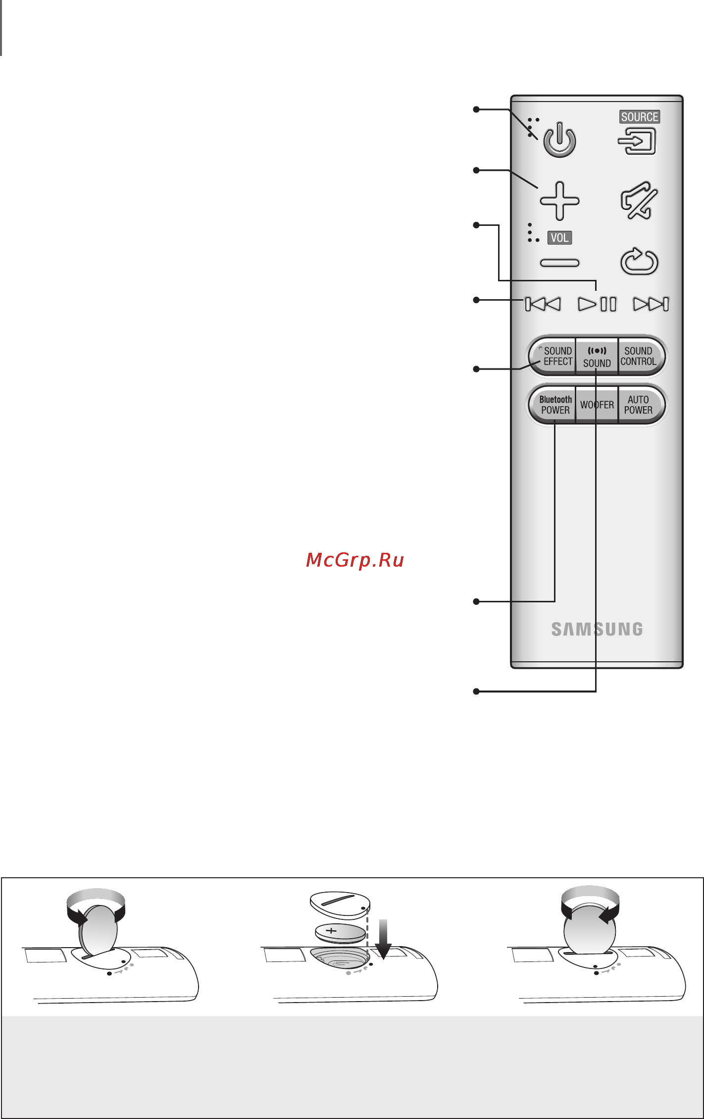 Samsung hw-j450 [10/27] Installing the battery in the remote control