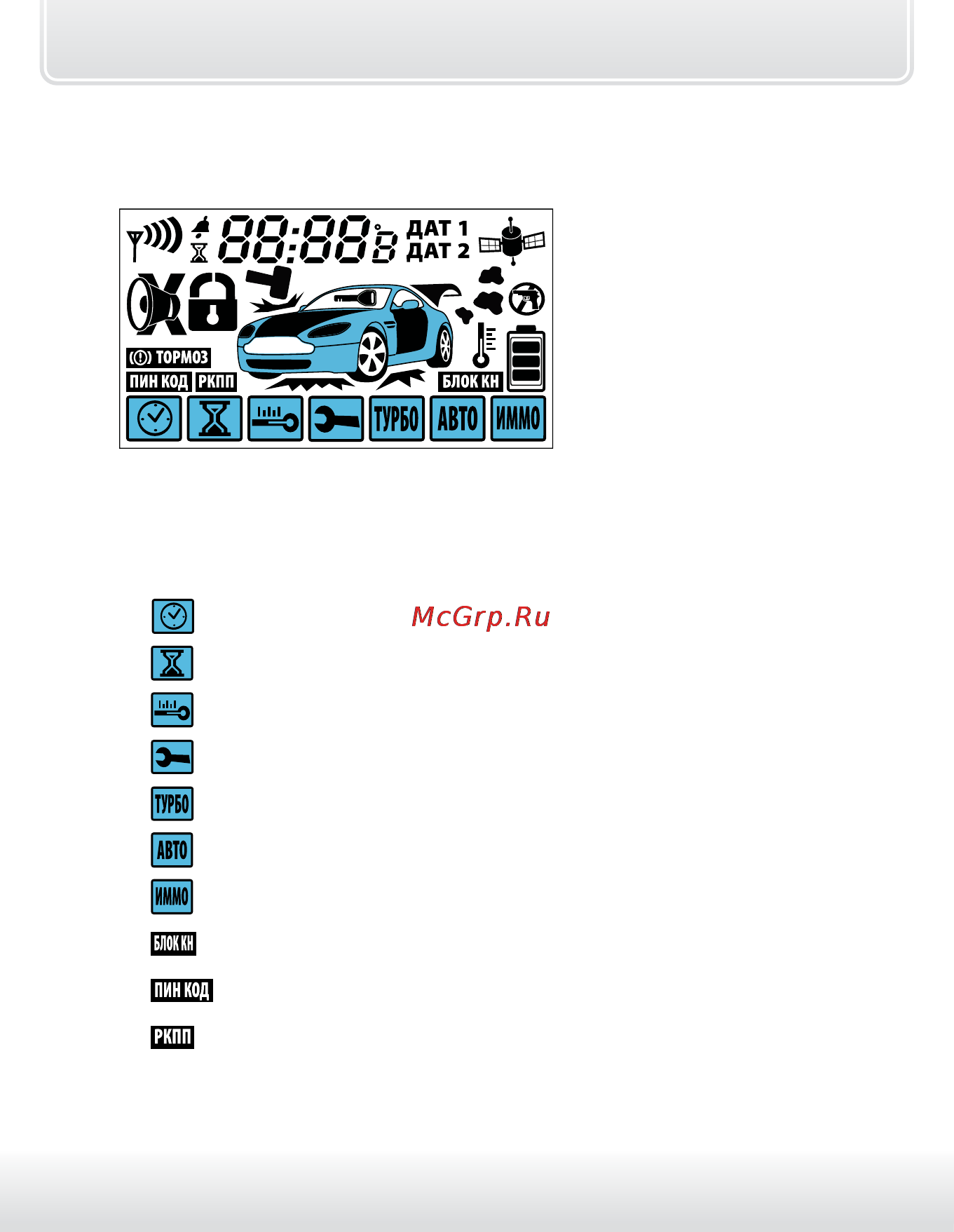 Starline a93 can-lin [23/118] Индикация активных режимов и функций