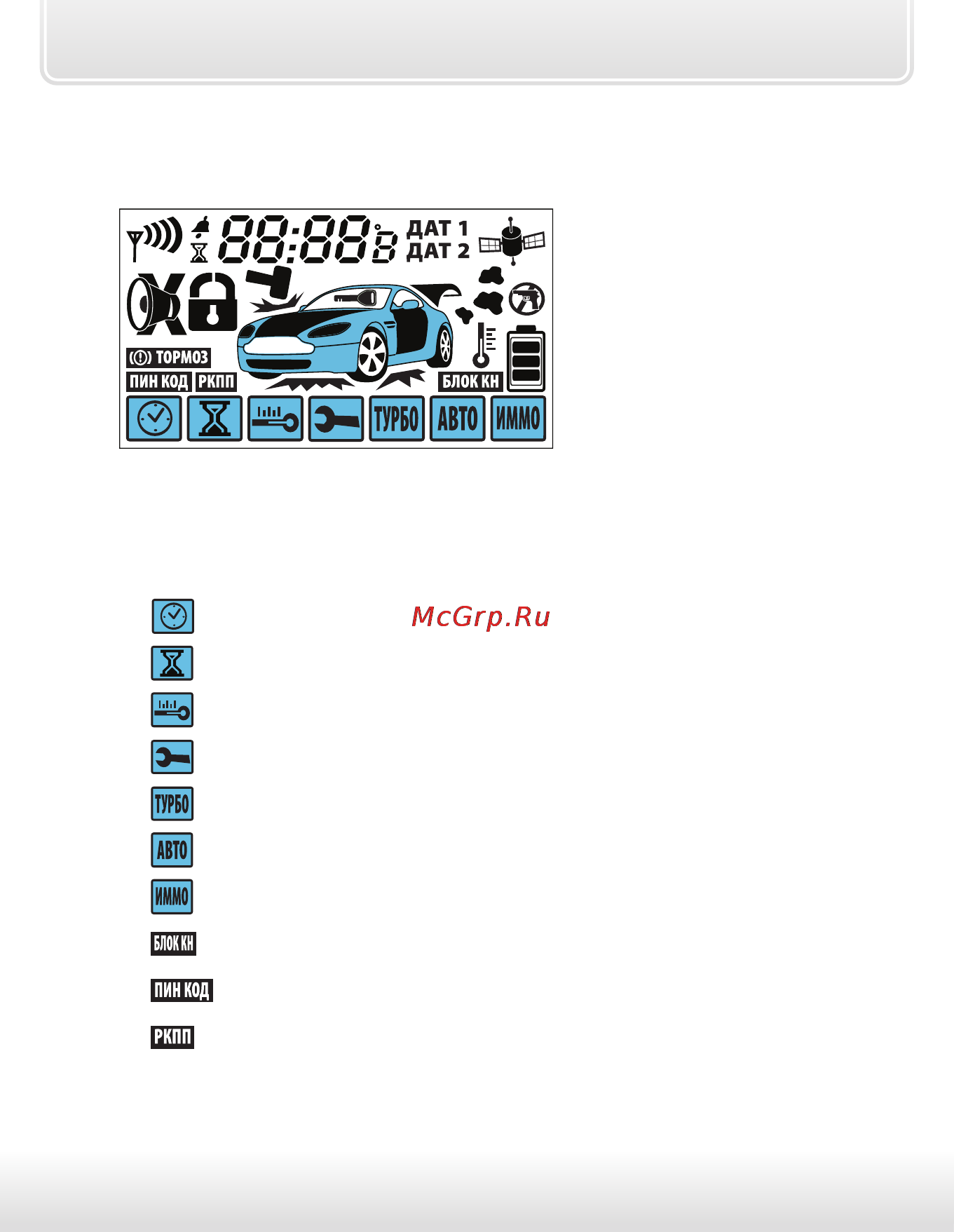 Starline a93 can-lin [23/115] Индикация активных режимов и функций
