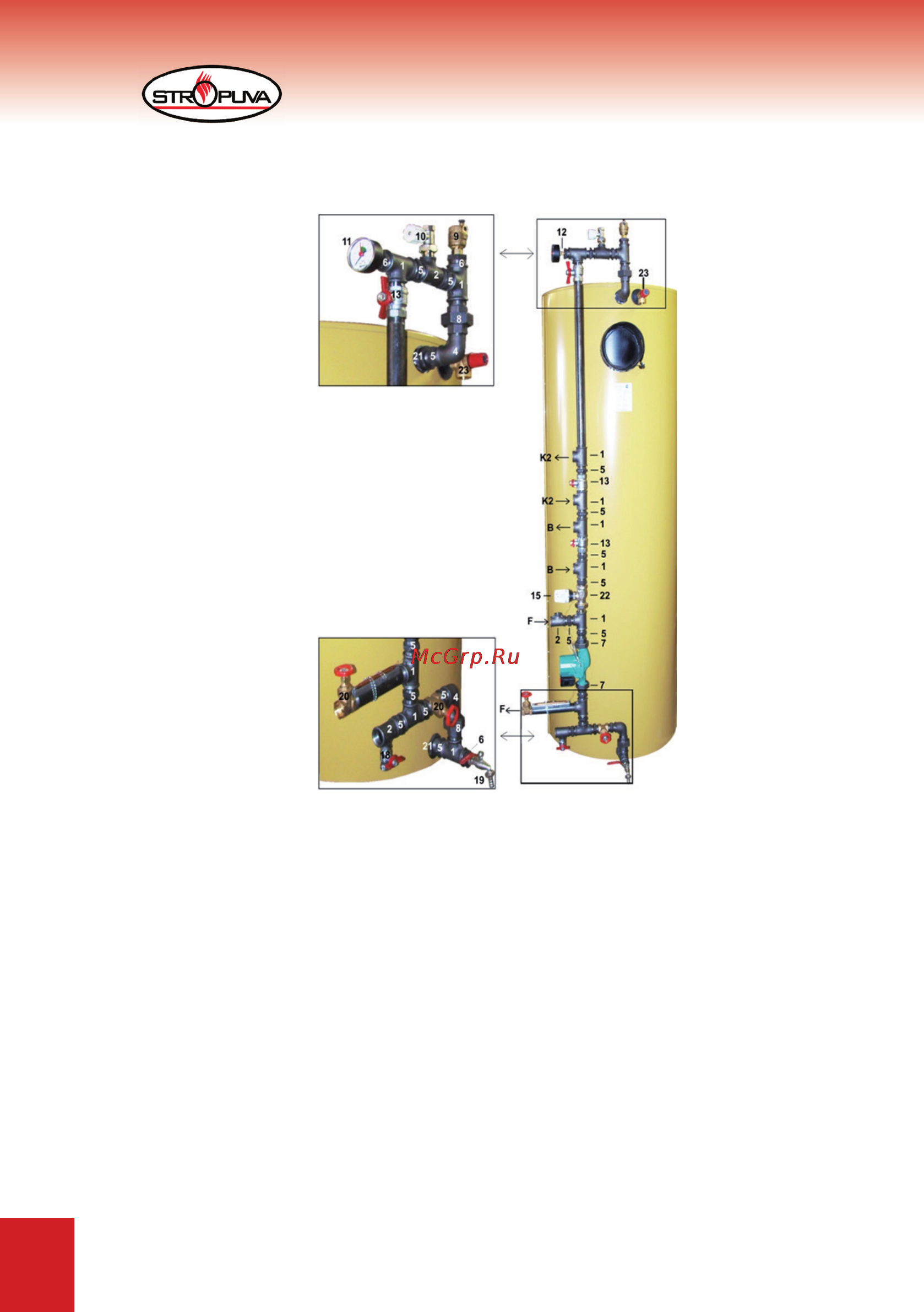 STROPUVA S20U – 20 kw [14/30] Схема подключения котла stropuva с другим котлом водонагревателем и напольным отоплением
