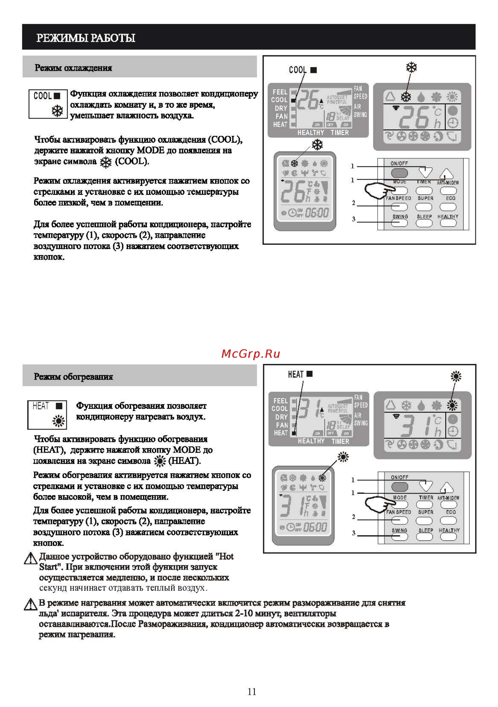 Shivaki MM-058OQ [13/29] Режимы работы