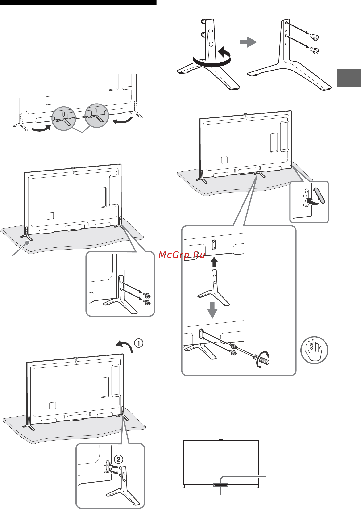 Sony bravia kd-65x8505b [55/328] De tafelstandaard bevestigen alternatief