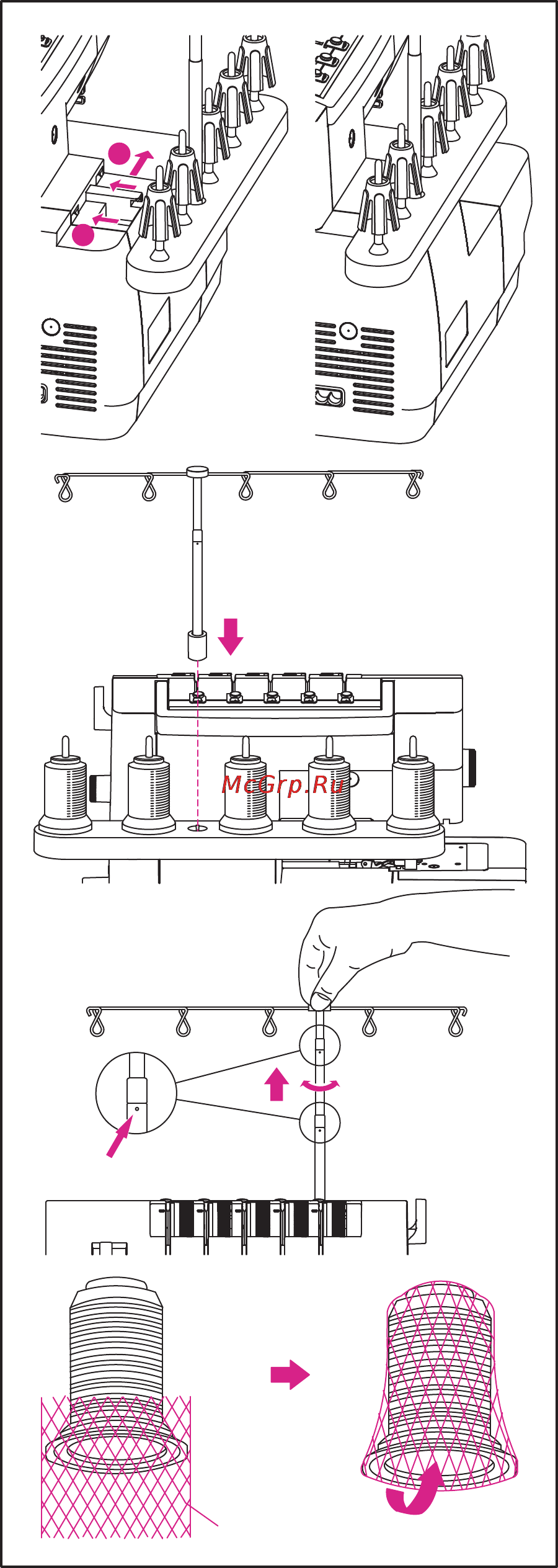 Merrylock 075 [12/49] Подготовка машины к заправке нитками