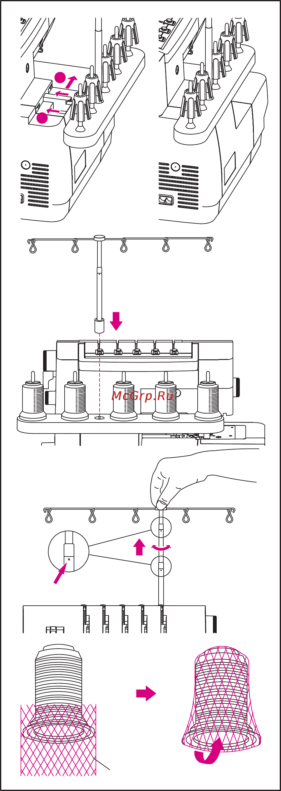 Merrylock 0115A [12/51] Подготовка машины к заправке нитками