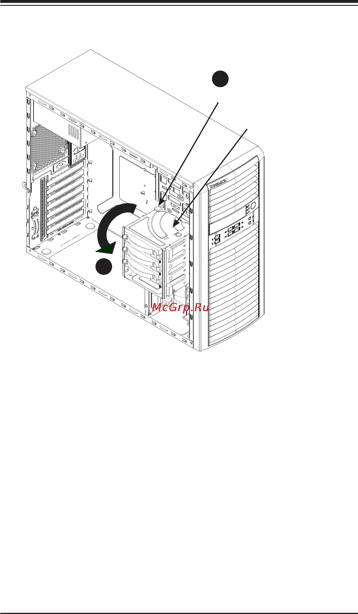 Supermicro cse-732i-865b [23/42] 3 rotating the hard drive cage
