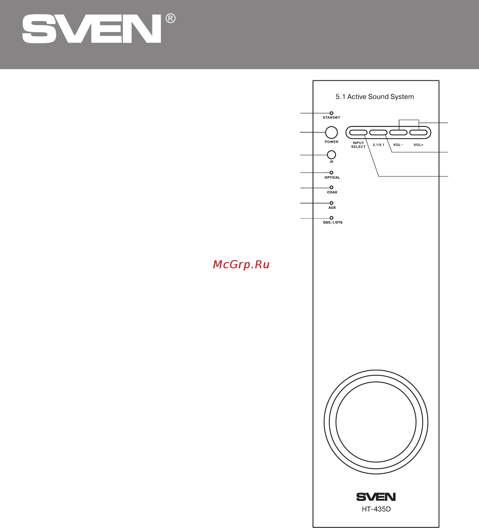 Sven ht-435d [4/32] Активная акустическая система 5 для домашнего кинотеатра