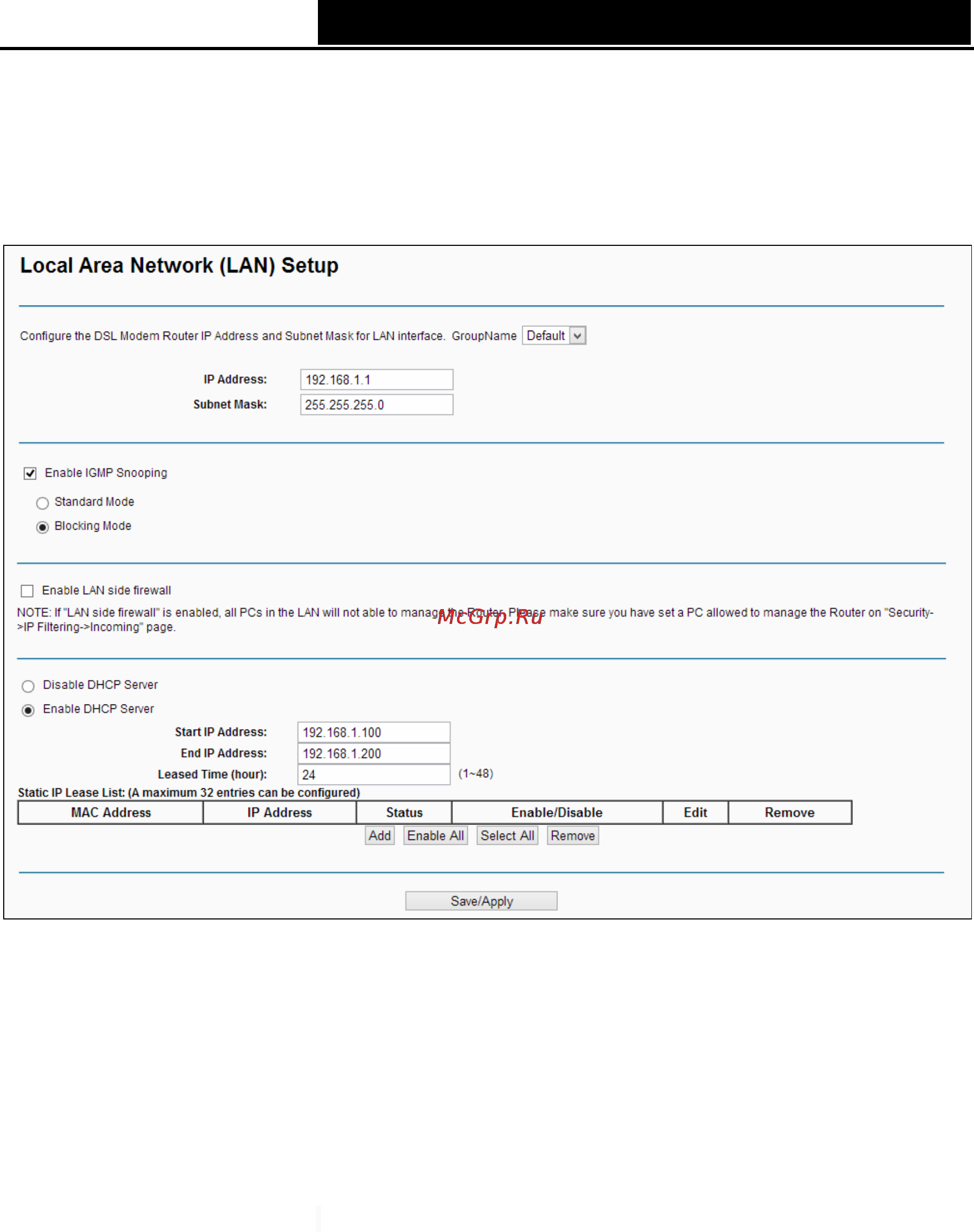 Tp-Link td-w8950n [33/98] Ipv4 lan config