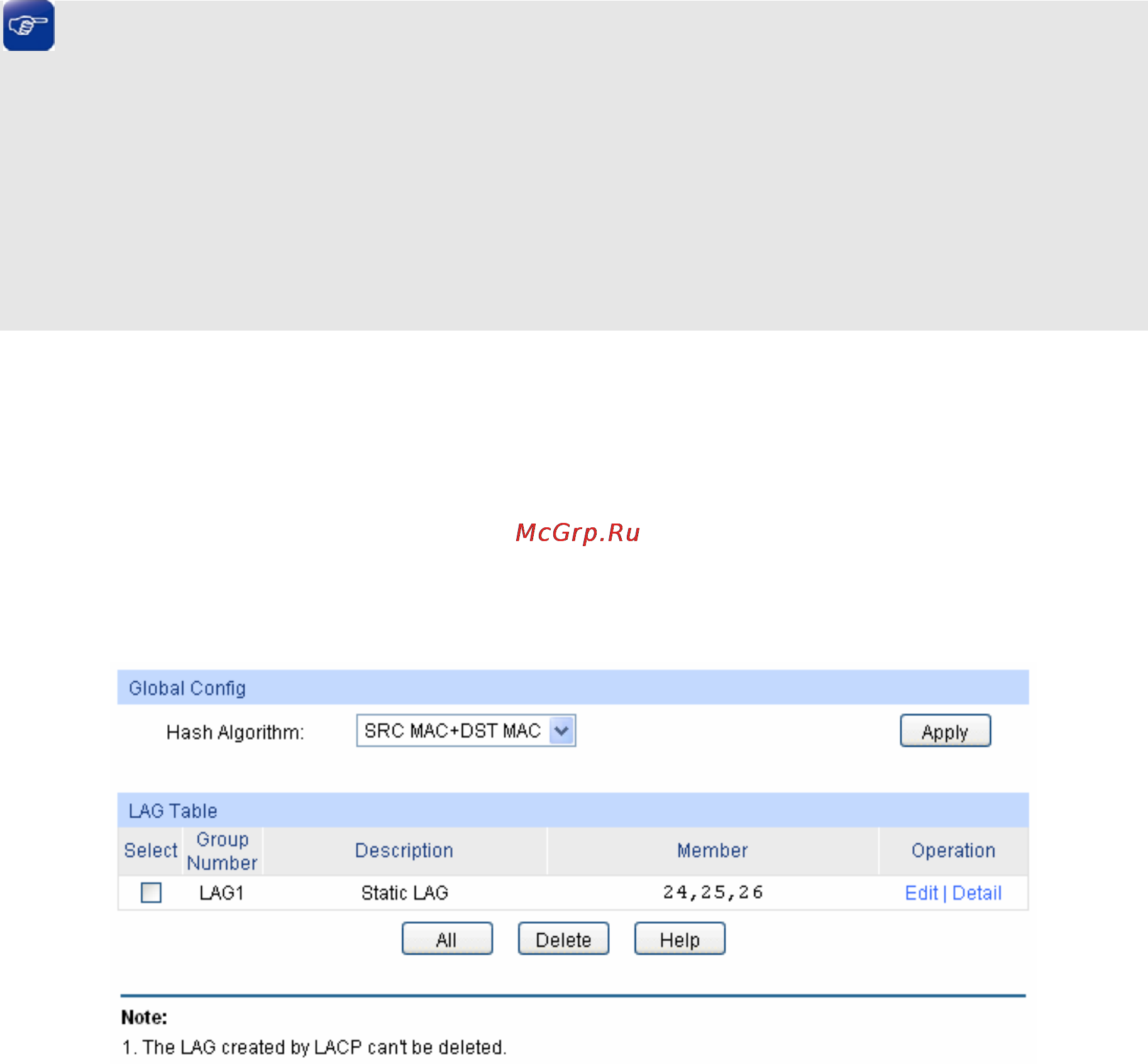 Tp-Link tl-sg5428 [48/253] Lag table