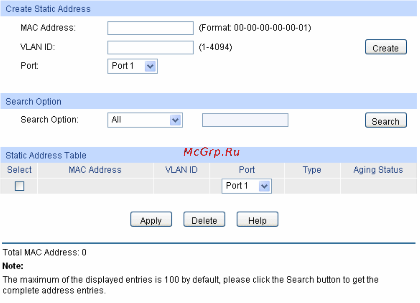 Tp-Link tl-sg5428 [57/253] The following entries are displayed on this screen