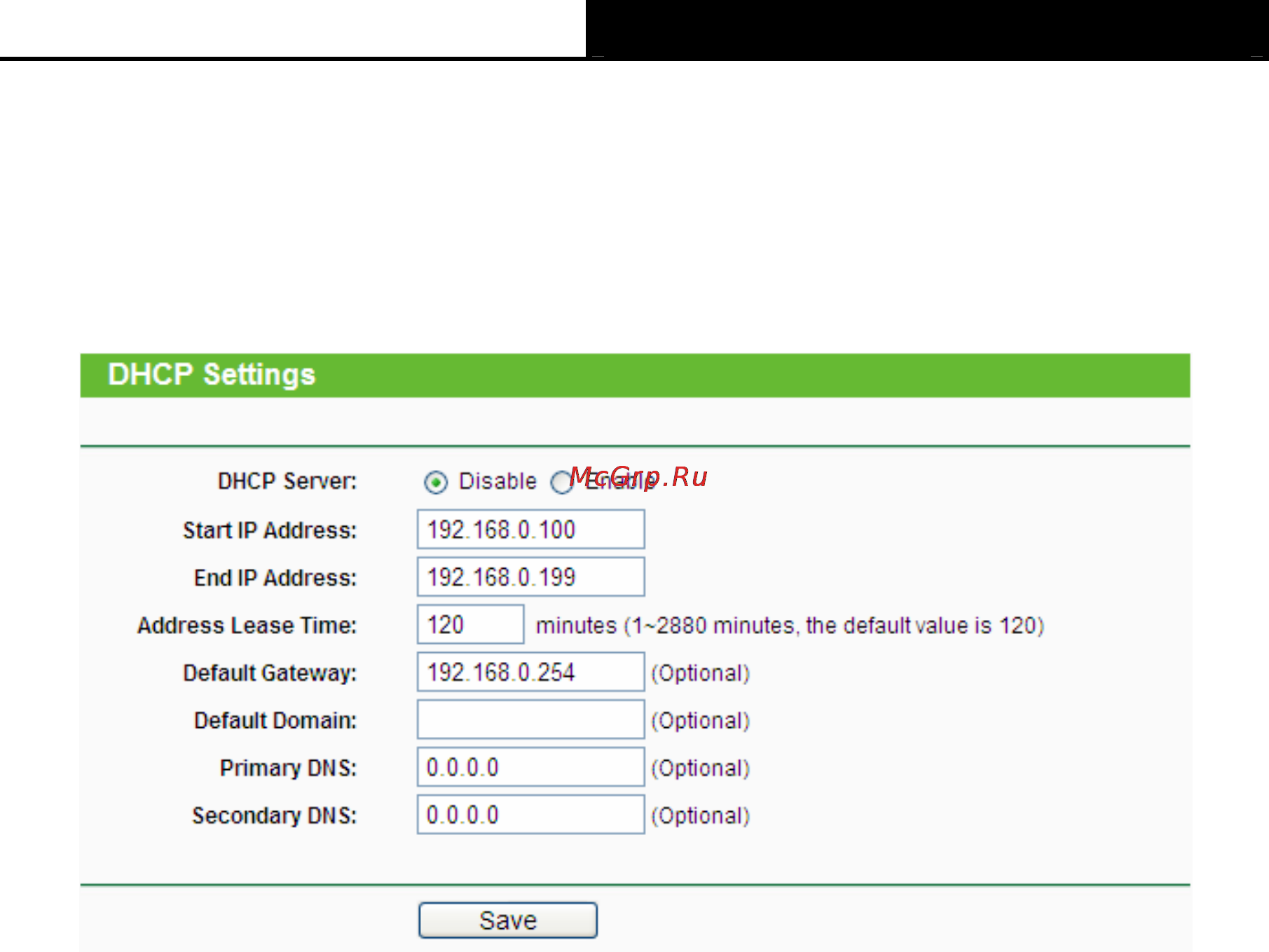 Tp-Link wa801nd [59/81] Dhcp settings