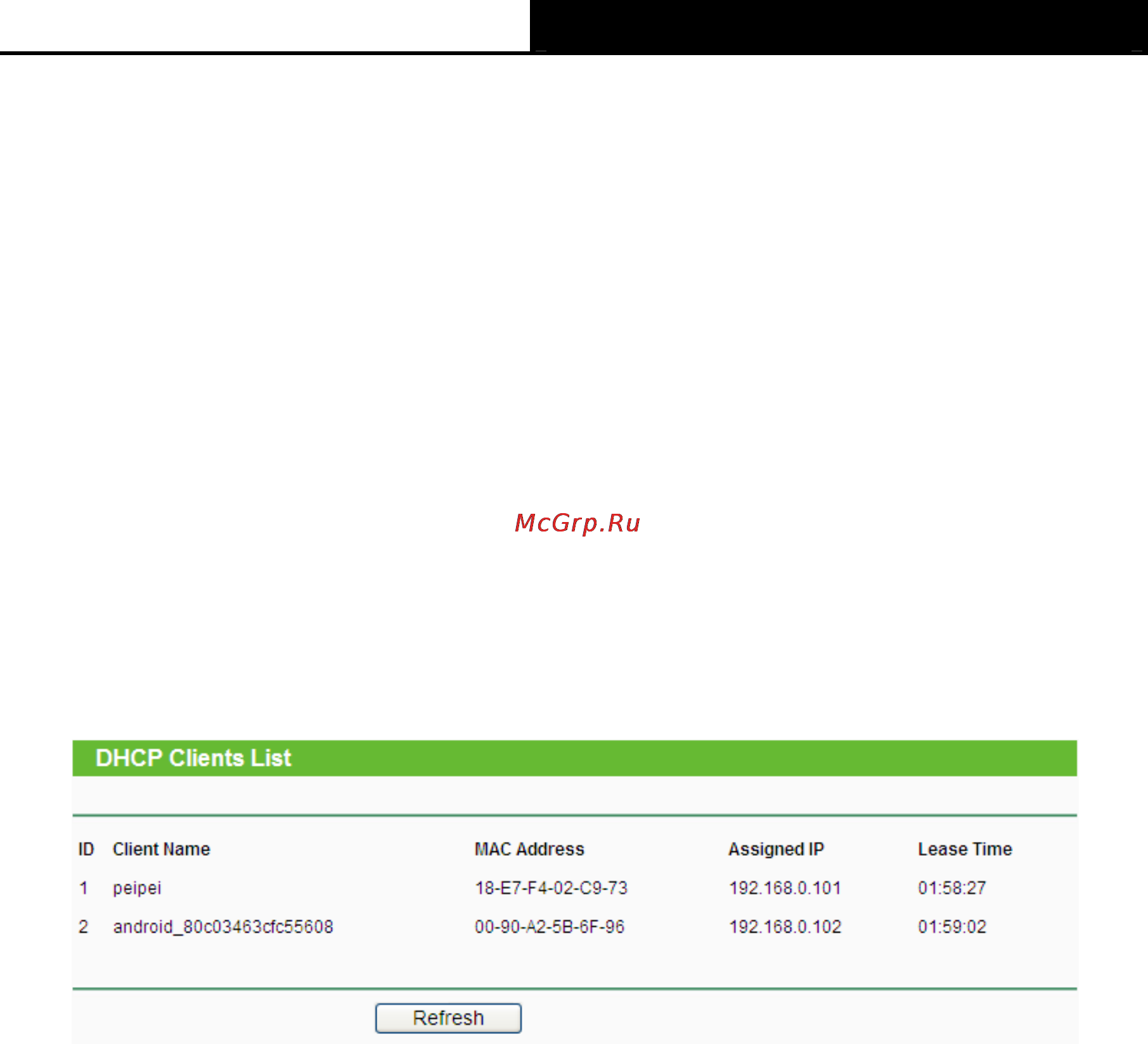 Tp-Link wa701nd [61/83] Dhcp clients list