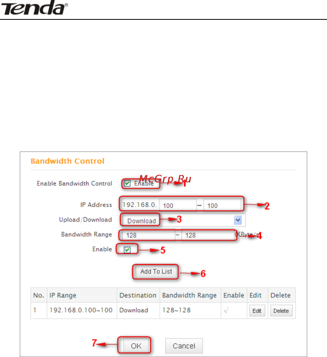 Tenda f300 [73/116] Chapter 5 bandwidth control