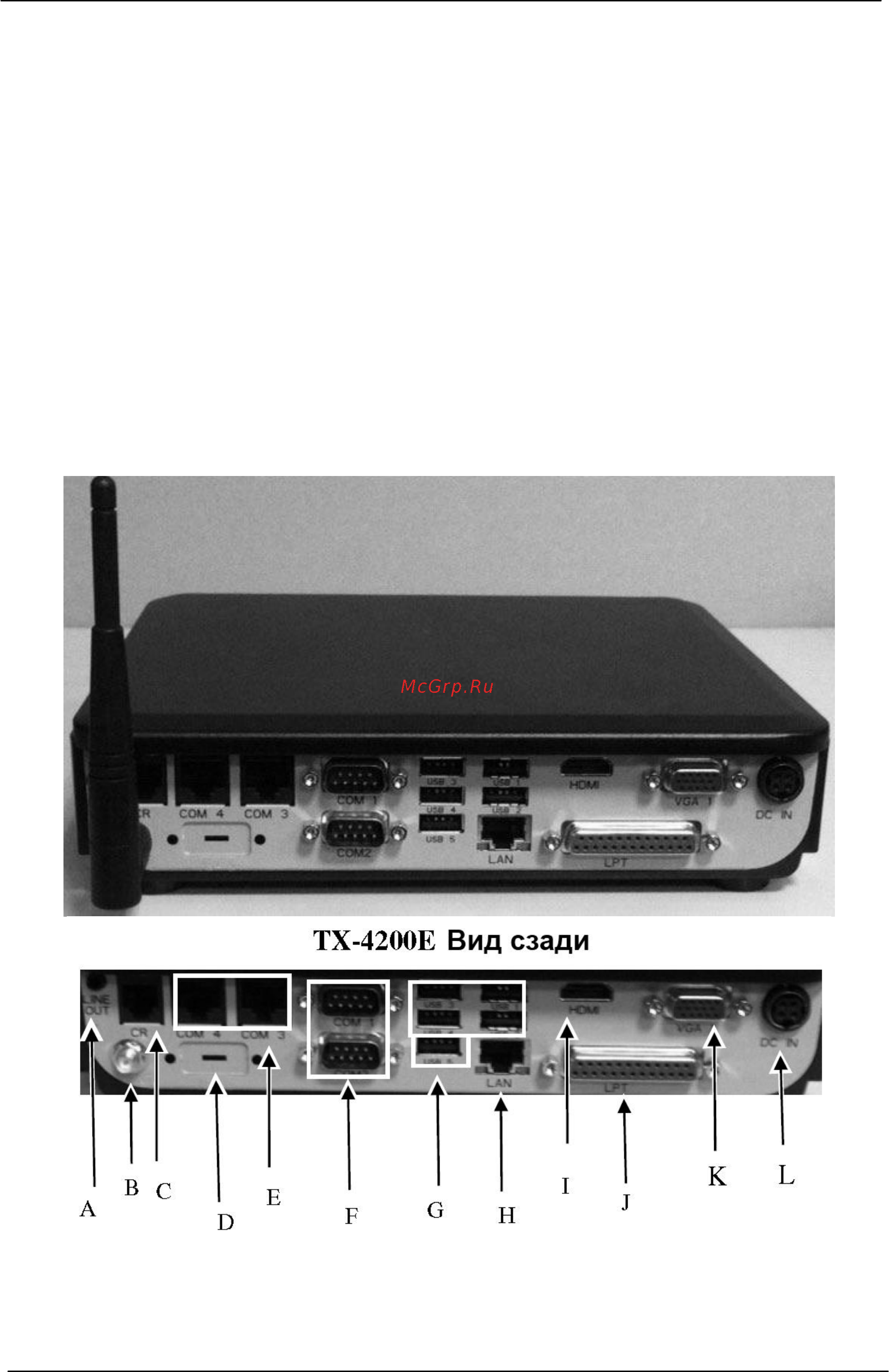Posiflex TX-4200E [8/12] Плата ввода вывода на задней части устройства