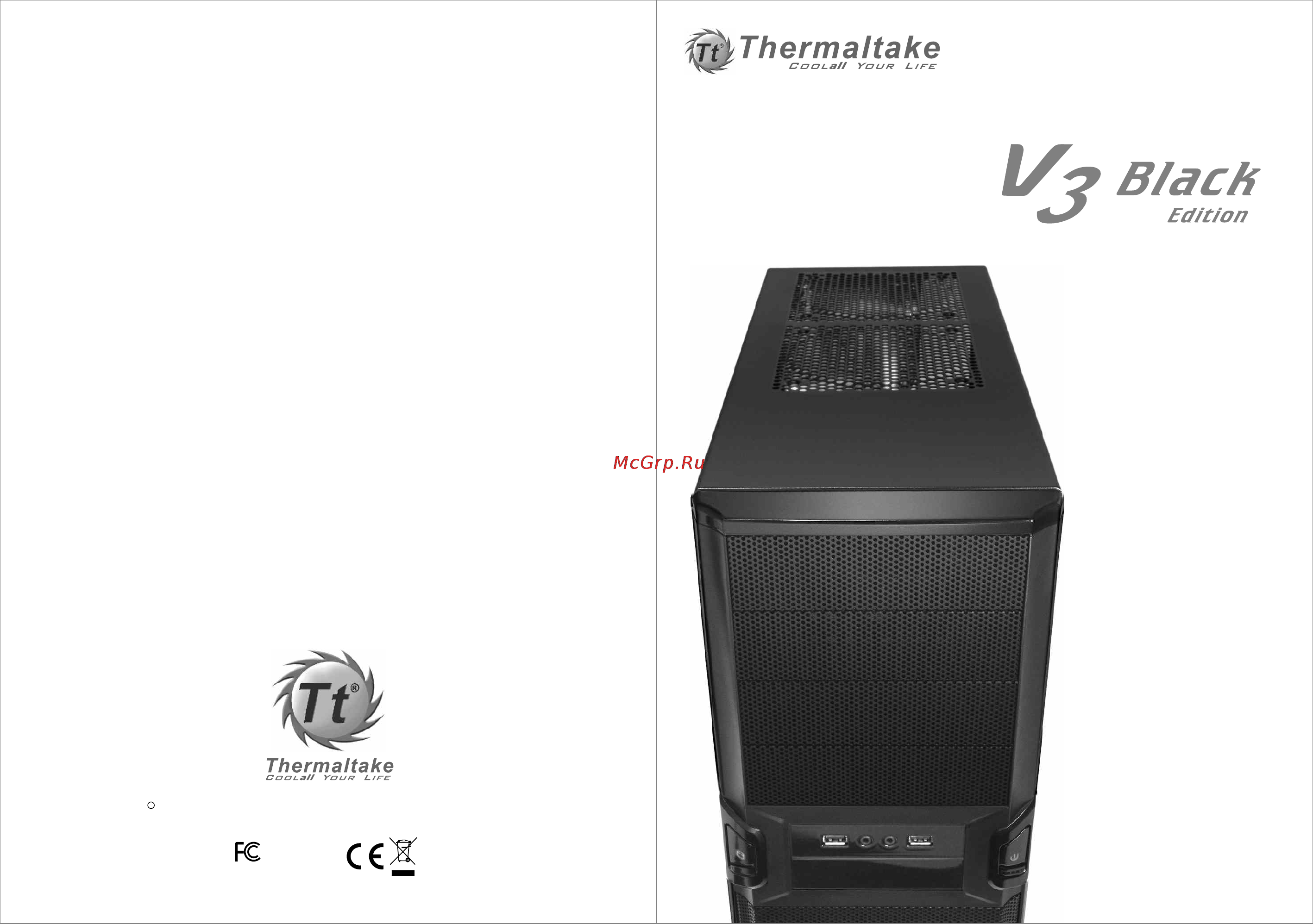 Thermaltake V3 Black Edition, VL80001W2Z, w/o PSU, black Инструкция по эксплуатации онлайн