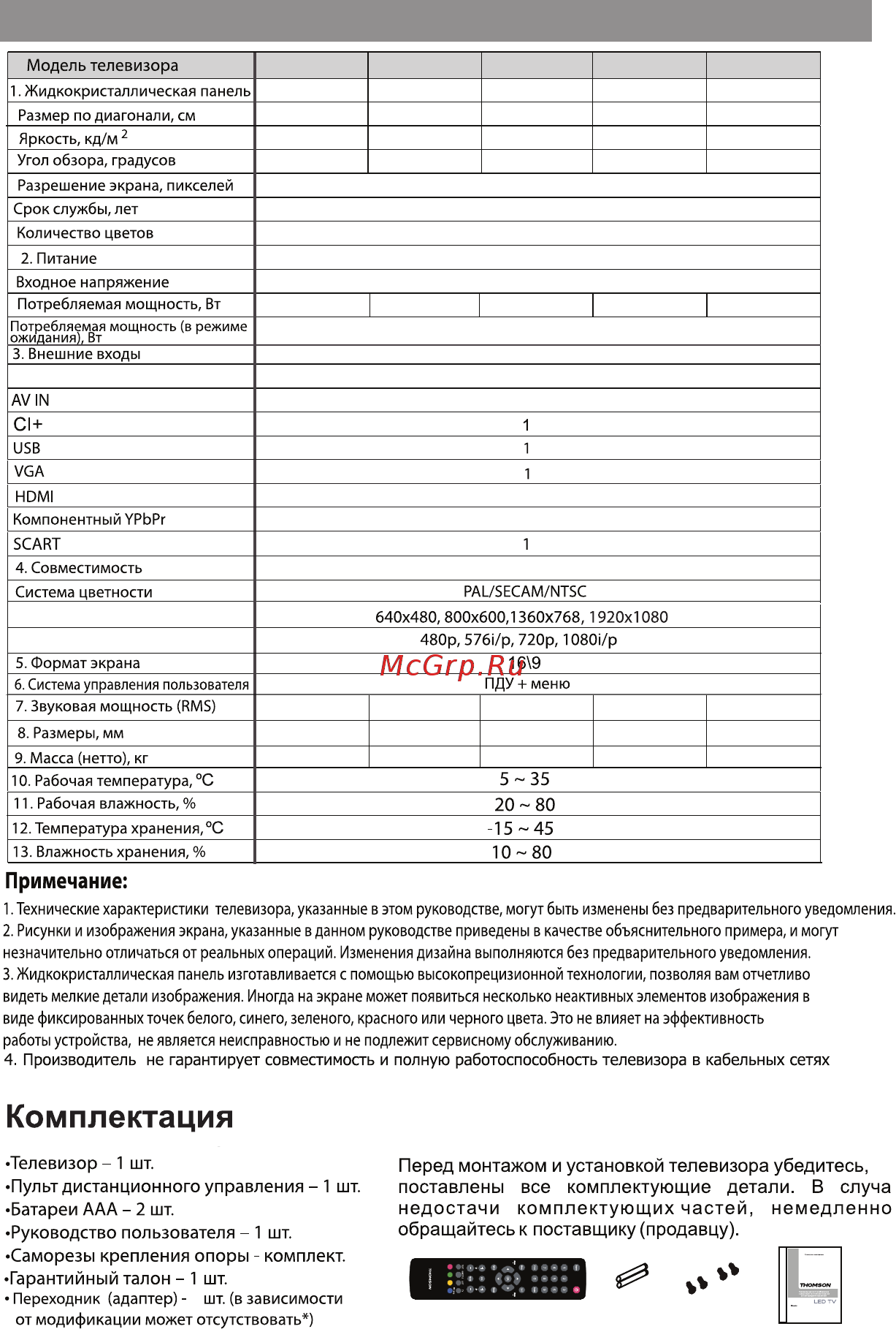 Polaris T50D15SF-01B [22/23] Технические характеристики и комплектация