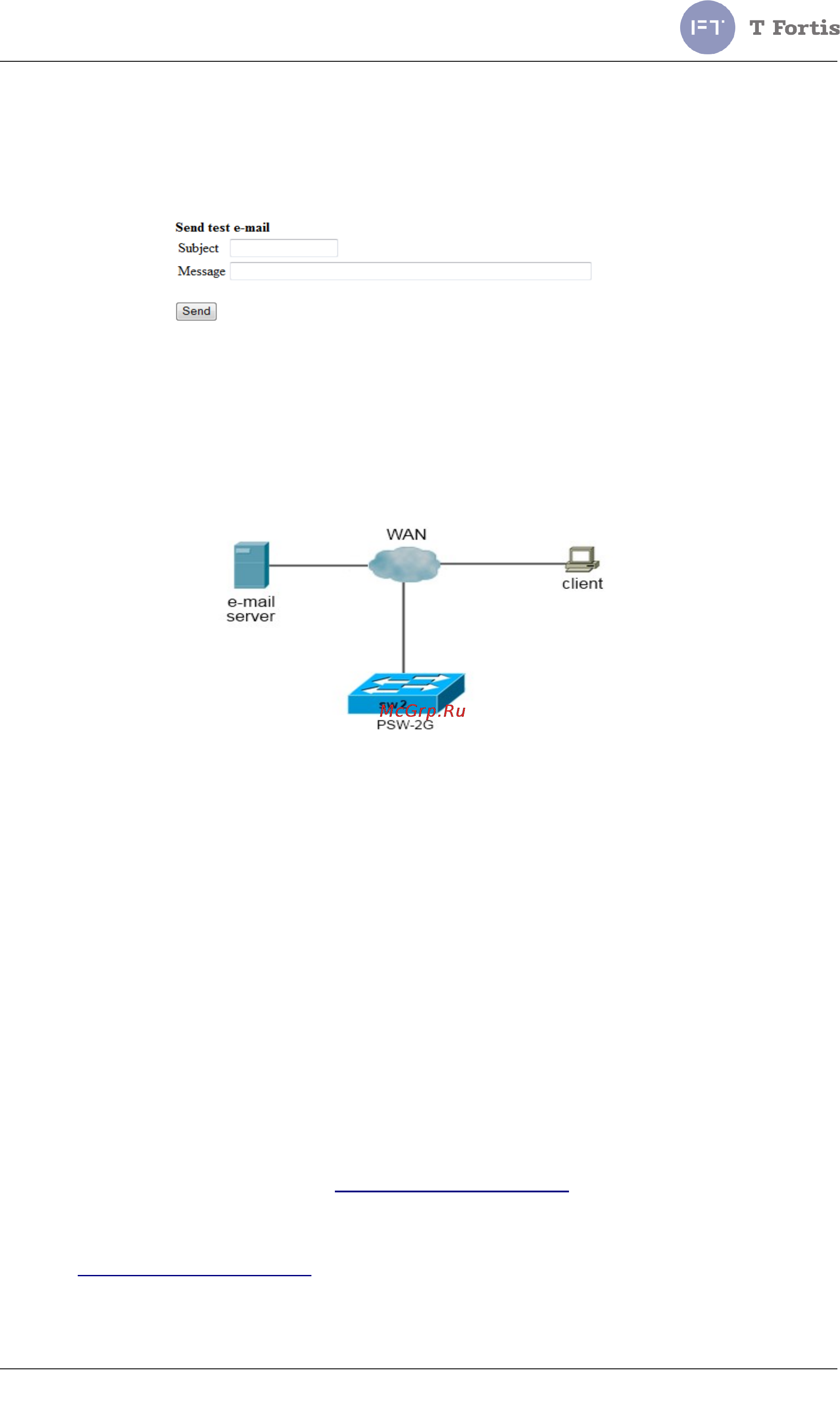 TFortis PSW-1G4F-UPS [31/112] Пример настройки с внешним почтовым сервером