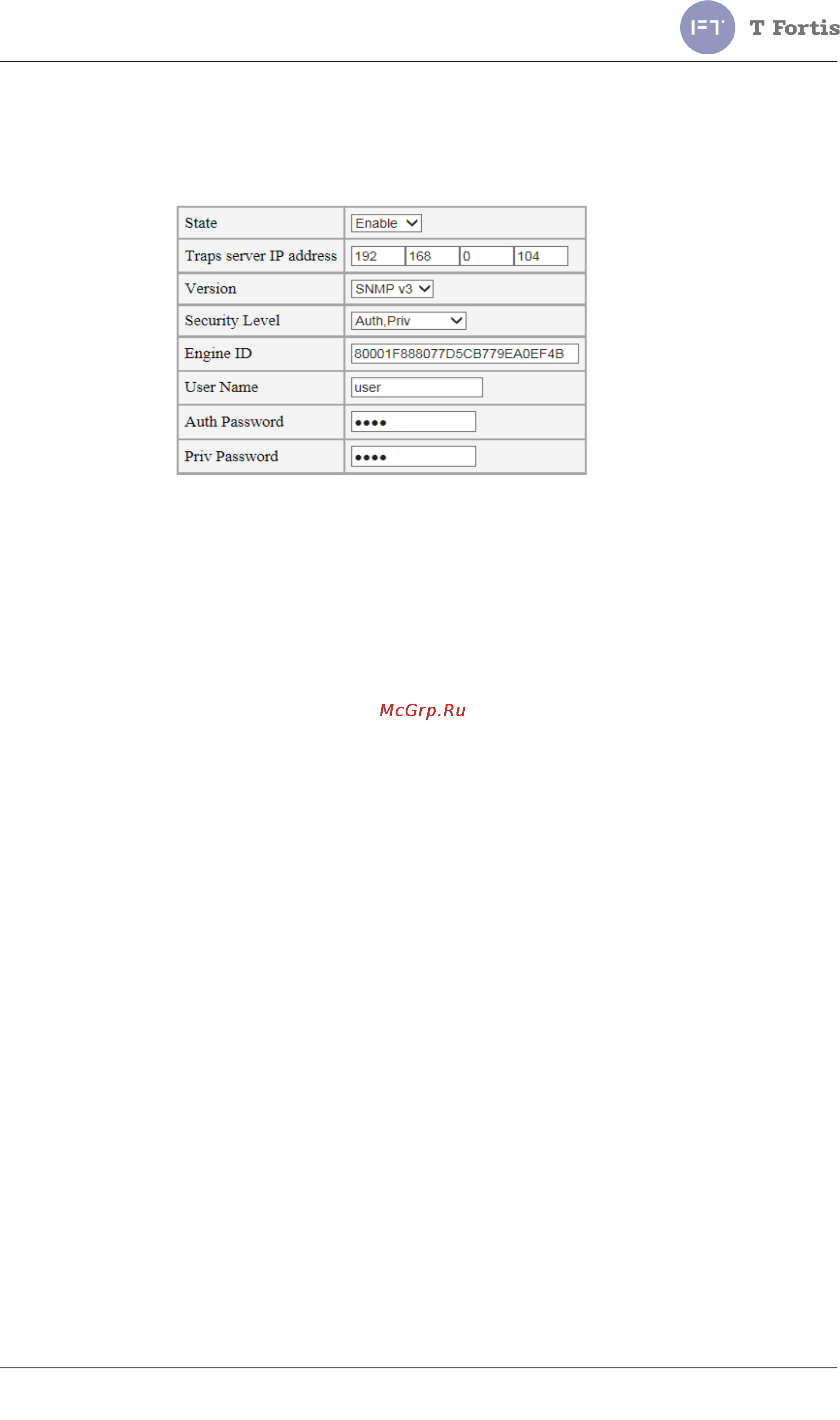 TFortis PSW-1G4F-UPS [50/112] Настройка snmp v3