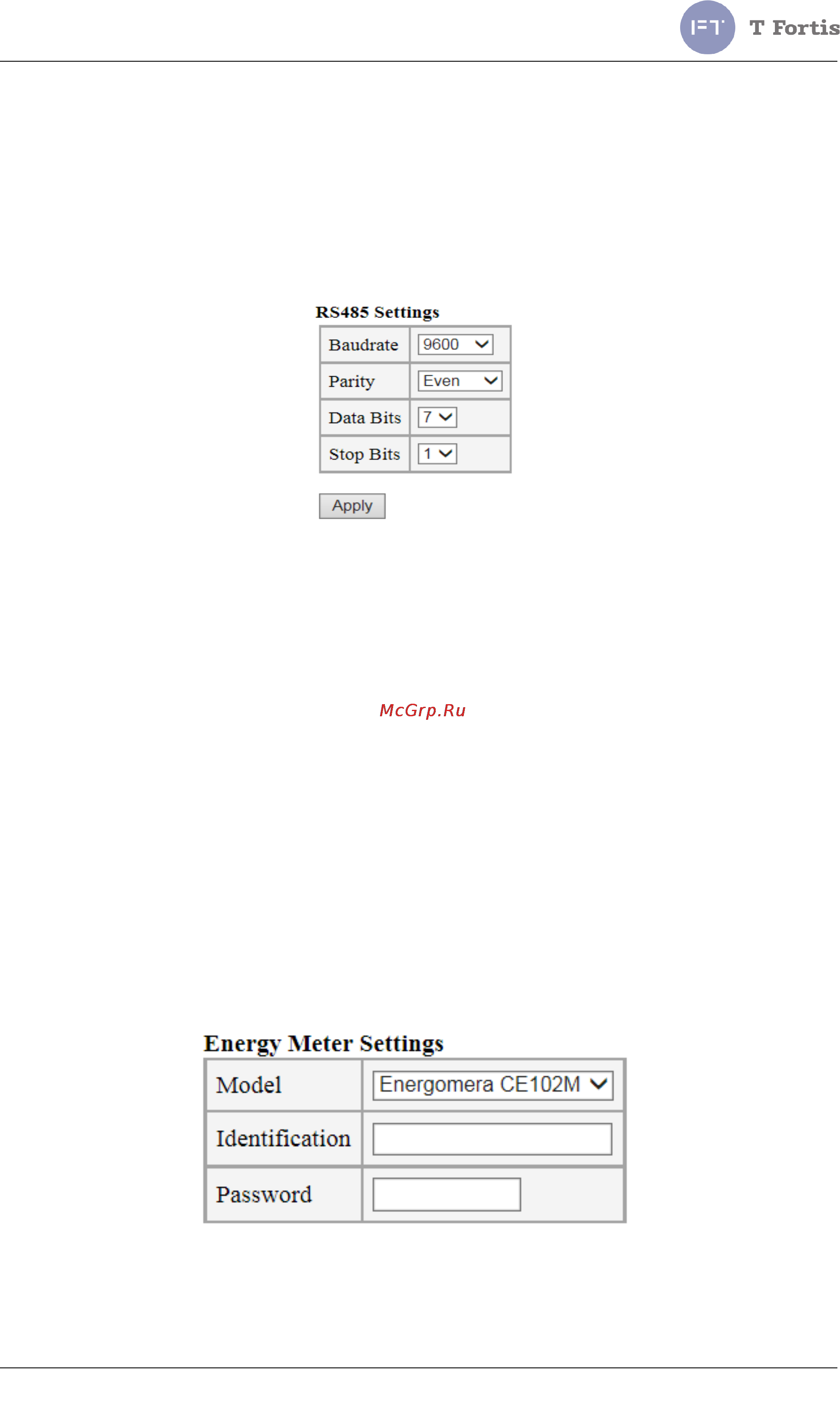 TFortis PSW-2G2F+UPS [73/112] Выход rs485