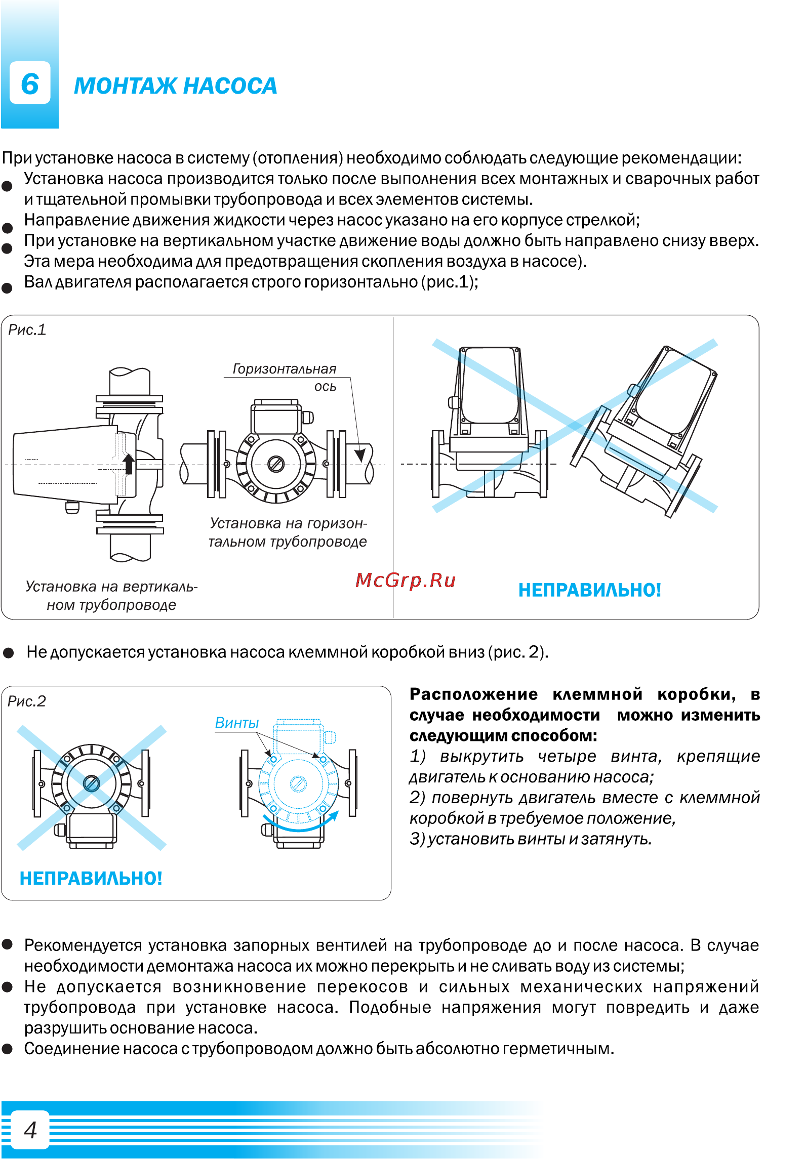 Aquario Ac 8-12.5-40F 5412 [6/12] Расположение клеммной коробки в