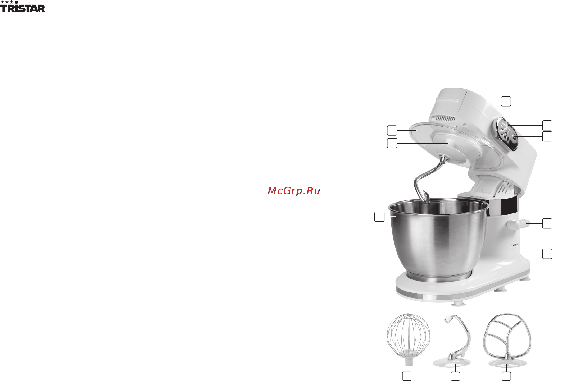 Tristar mx-4162 [4/80] Parts description