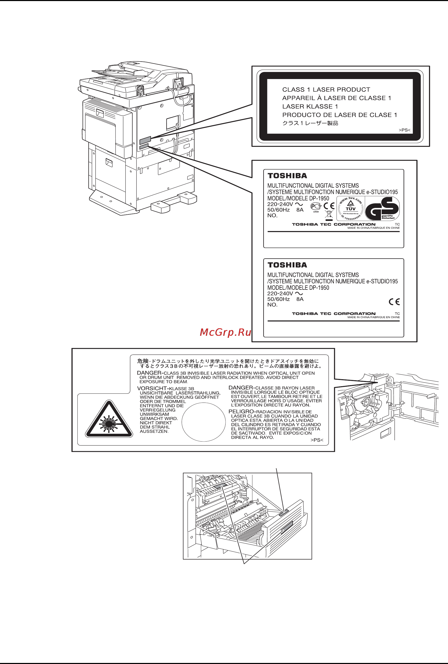 Toshiba e-Studio 195, A3 [24/236] Расположение сертификационных табличек и т д