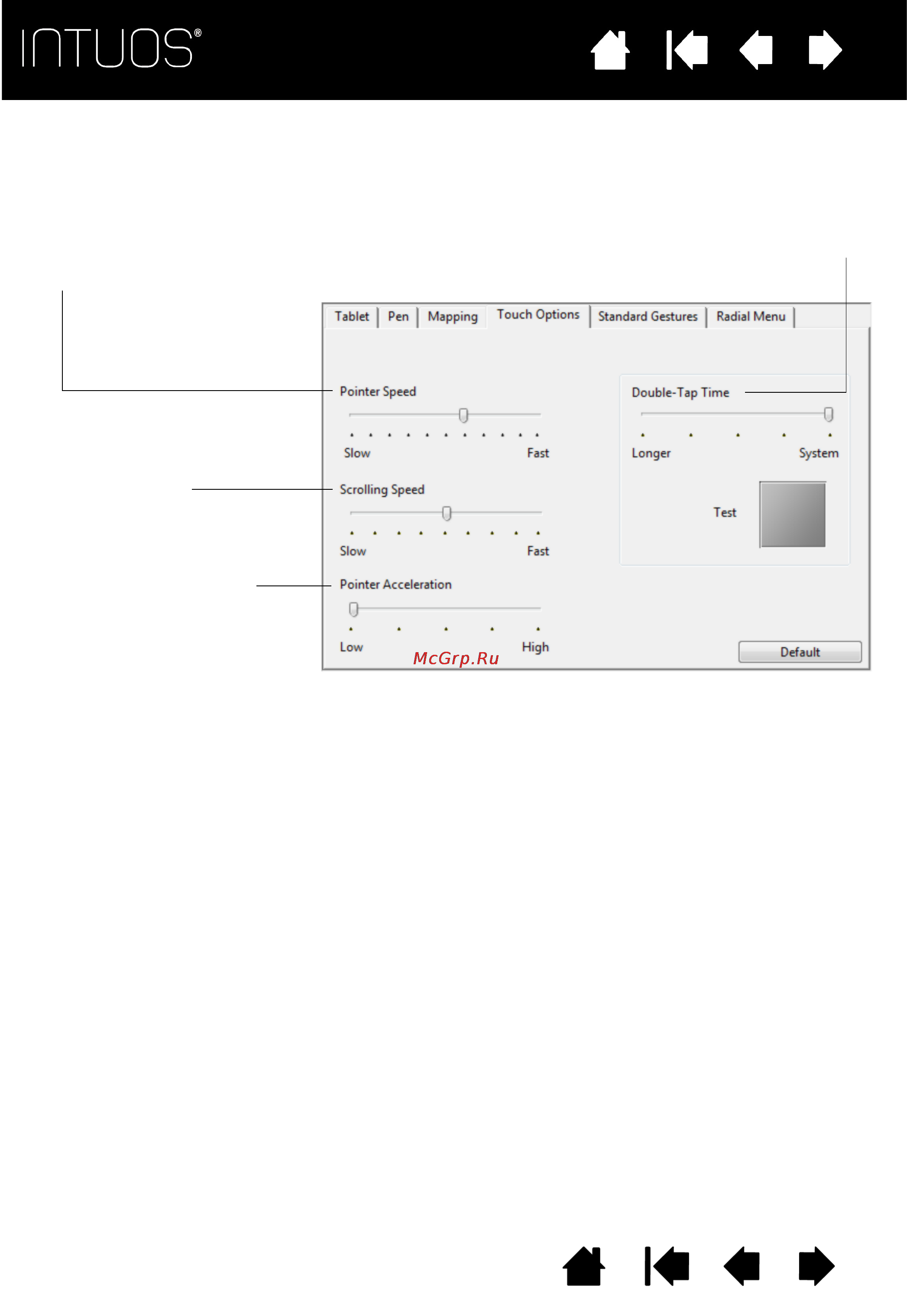 Wacom intuos pen&touch m [20/73] Setting the touch options
