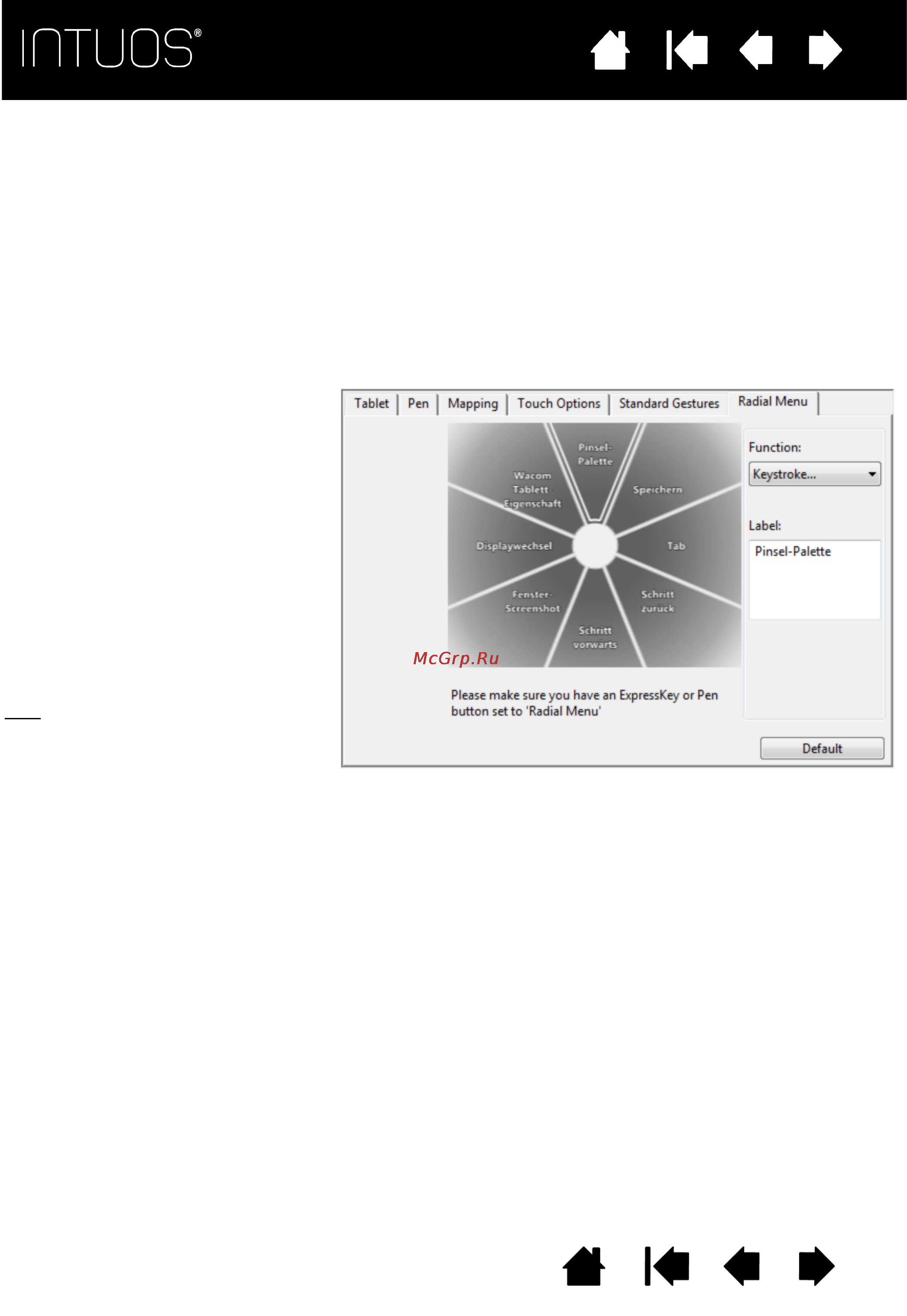 Wacom intuos pen&touch [33/73] Using and customizing the radial menu