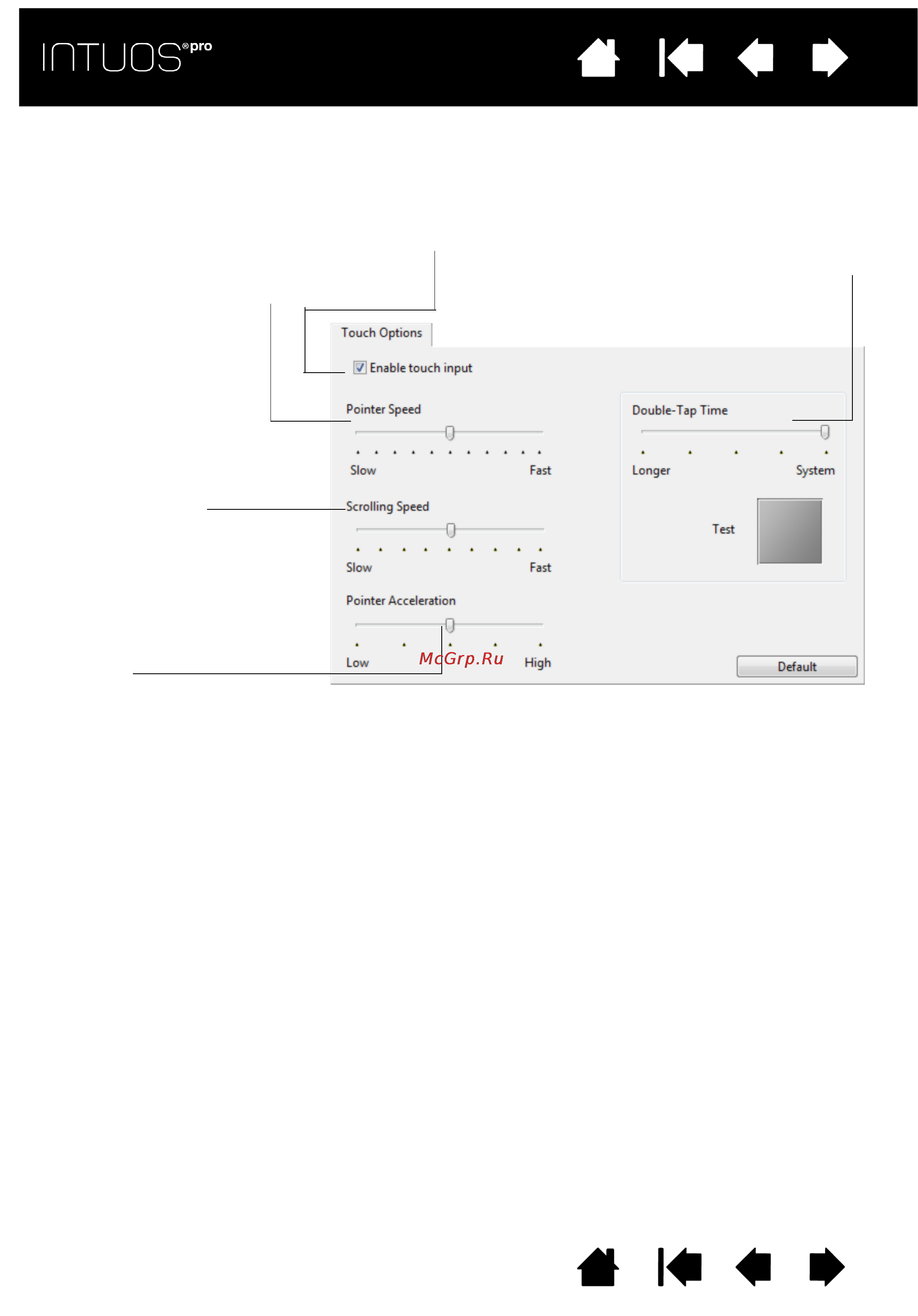 Wacom intuos pro s small [26/98] Setting the touch options