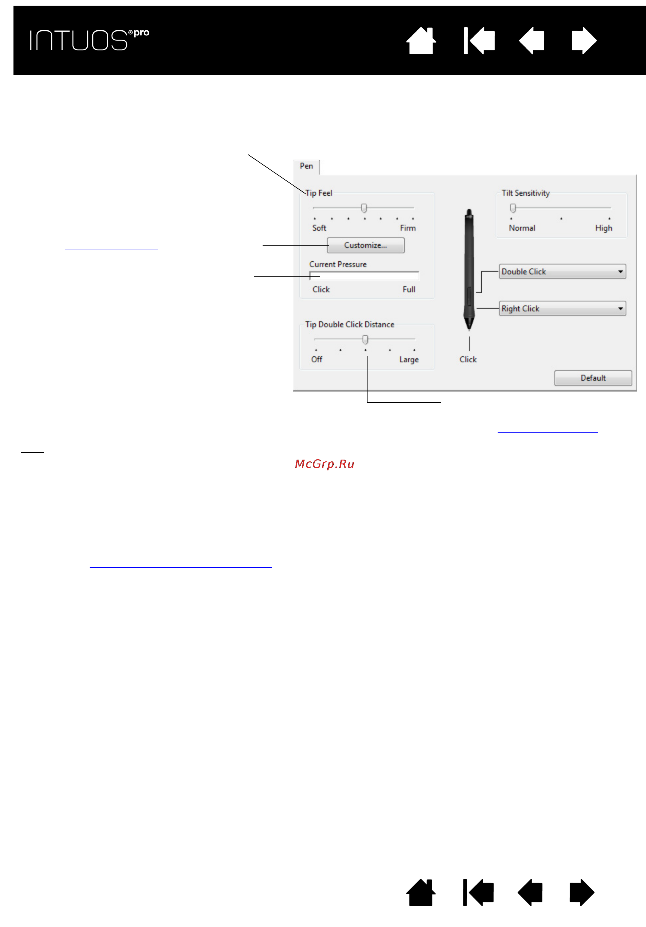 Wacom intuos pro s small [30/98] To adjust the tip sensitivity of your pen select the