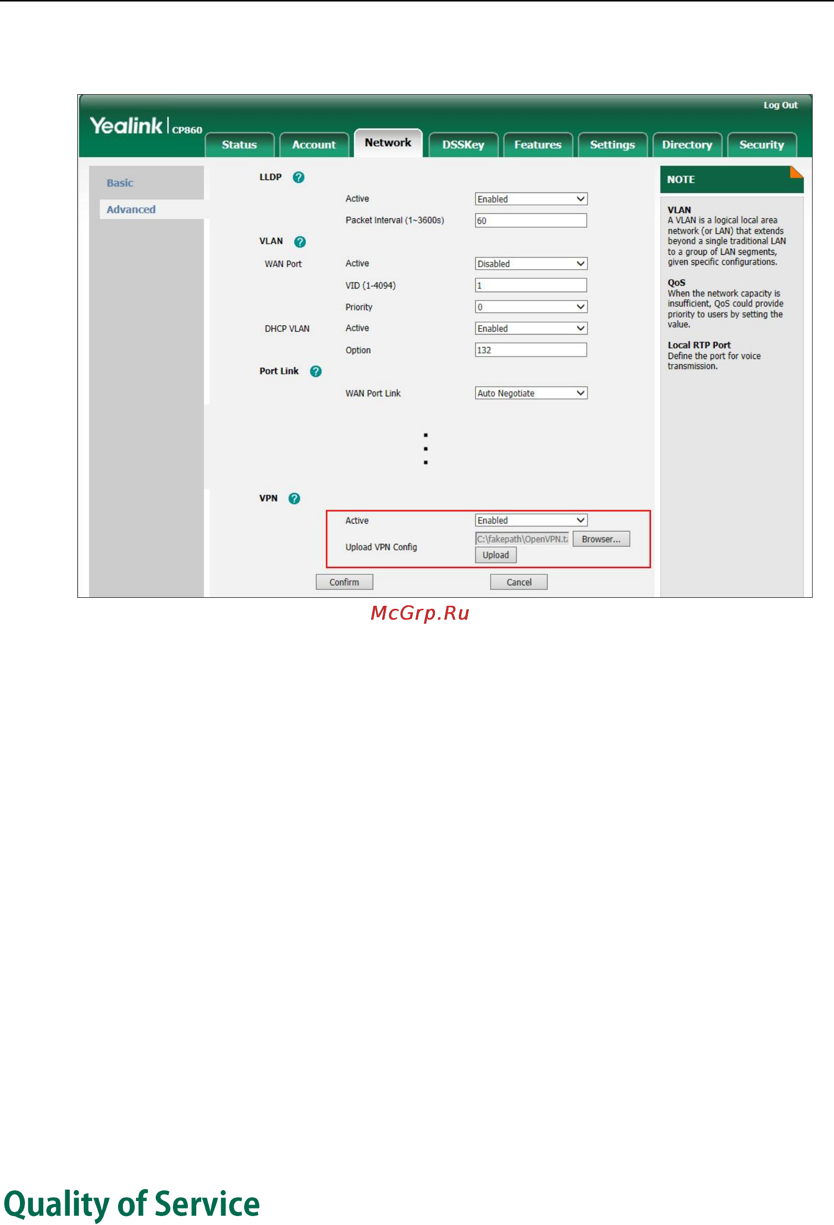 Yealink CP860 [274/417] Quality of service