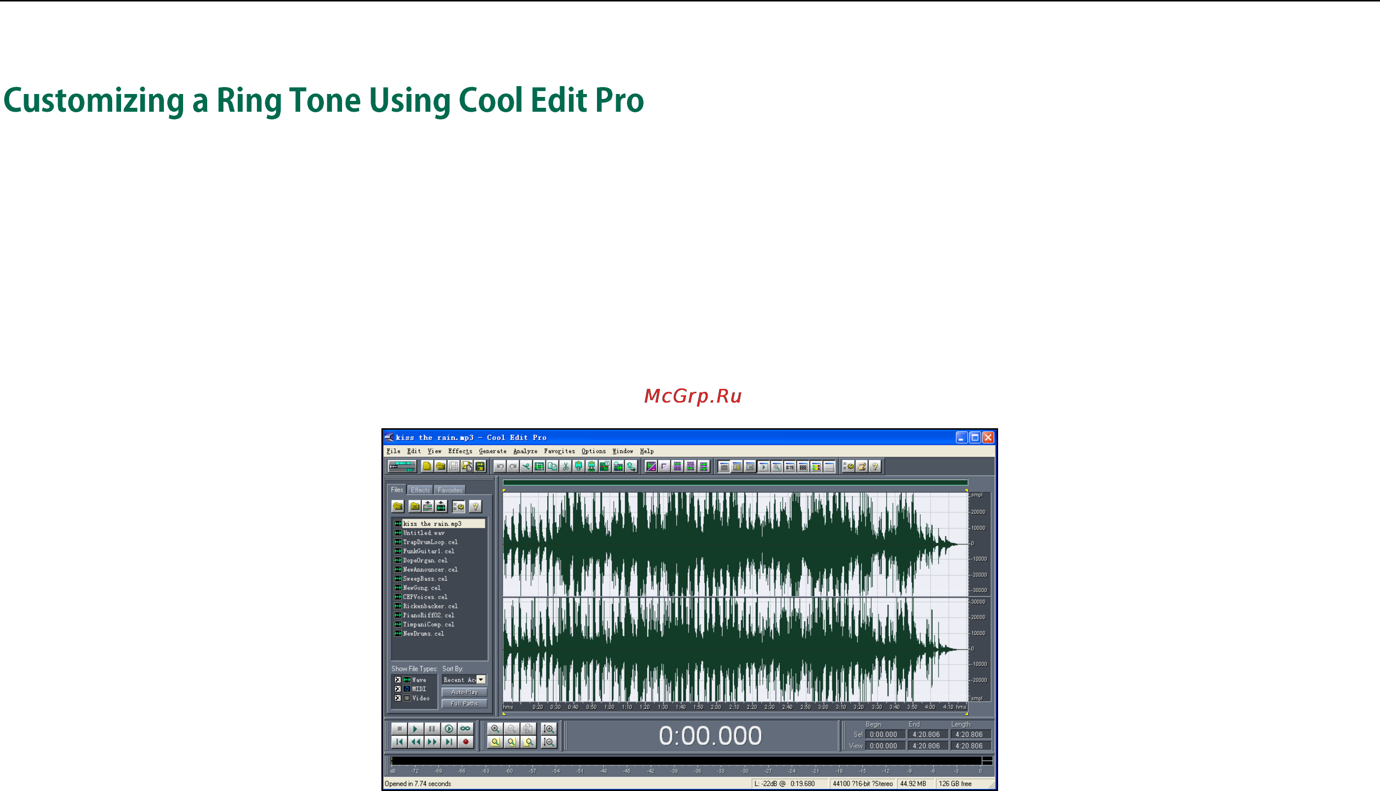 Yealink CP860 [81/294] Customizing a ring tone using cool edit pro