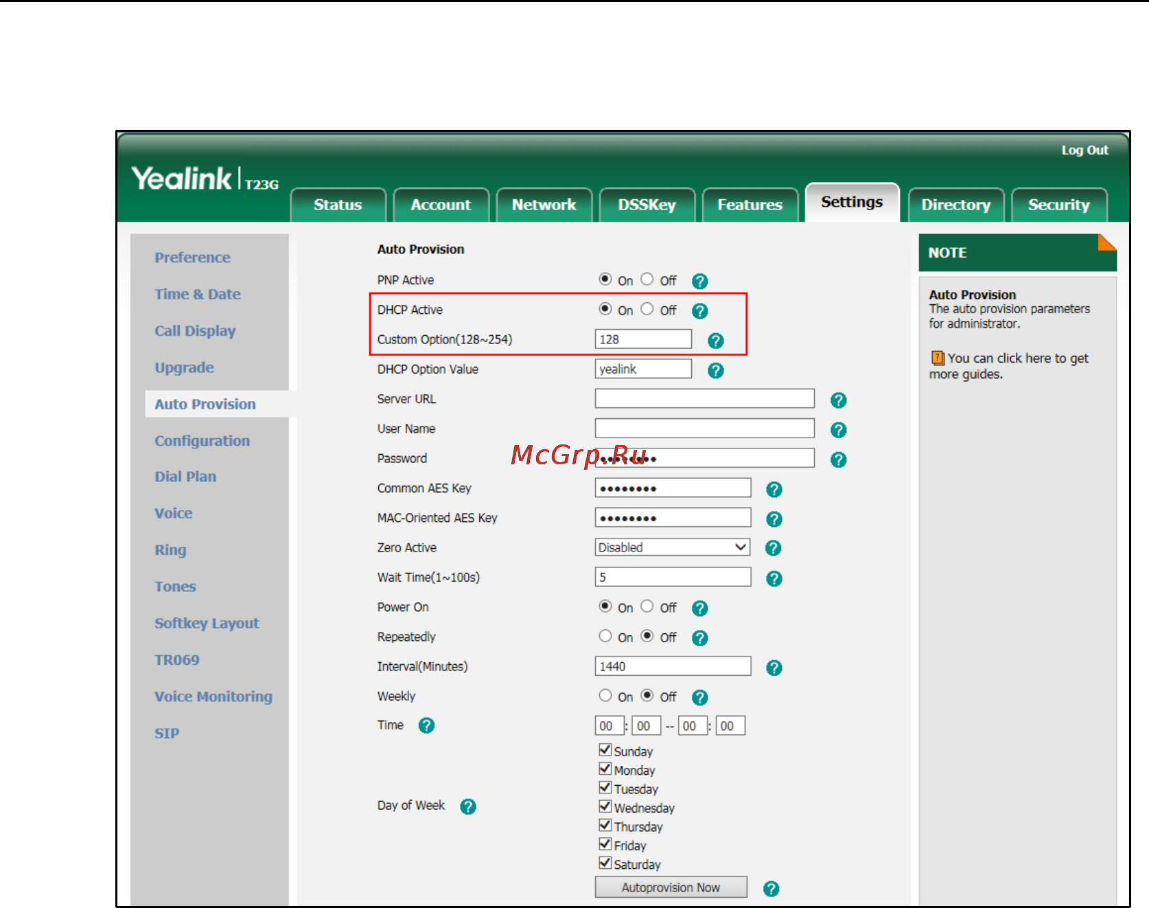 Yealink SIP-T48G Инструкция по работе с сервером Autoprovision онлайн [43/384] 166933