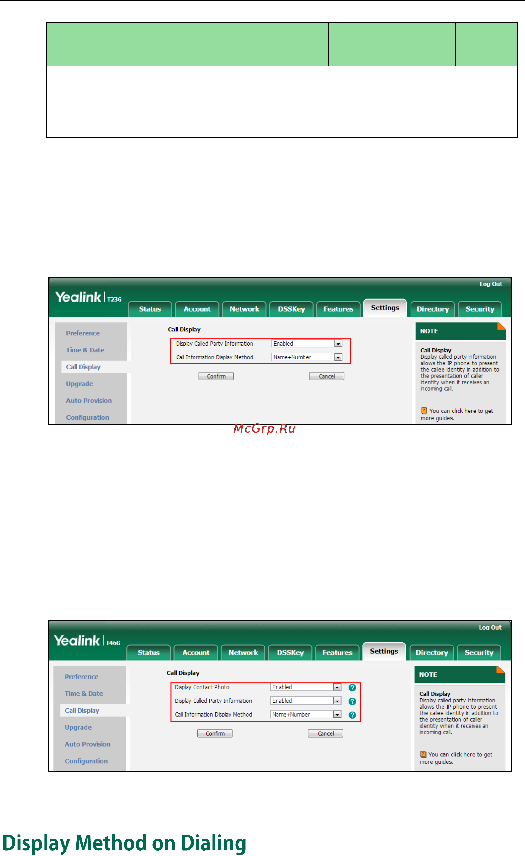 Yealink SIP-T27P [142/841] Display method on dialing