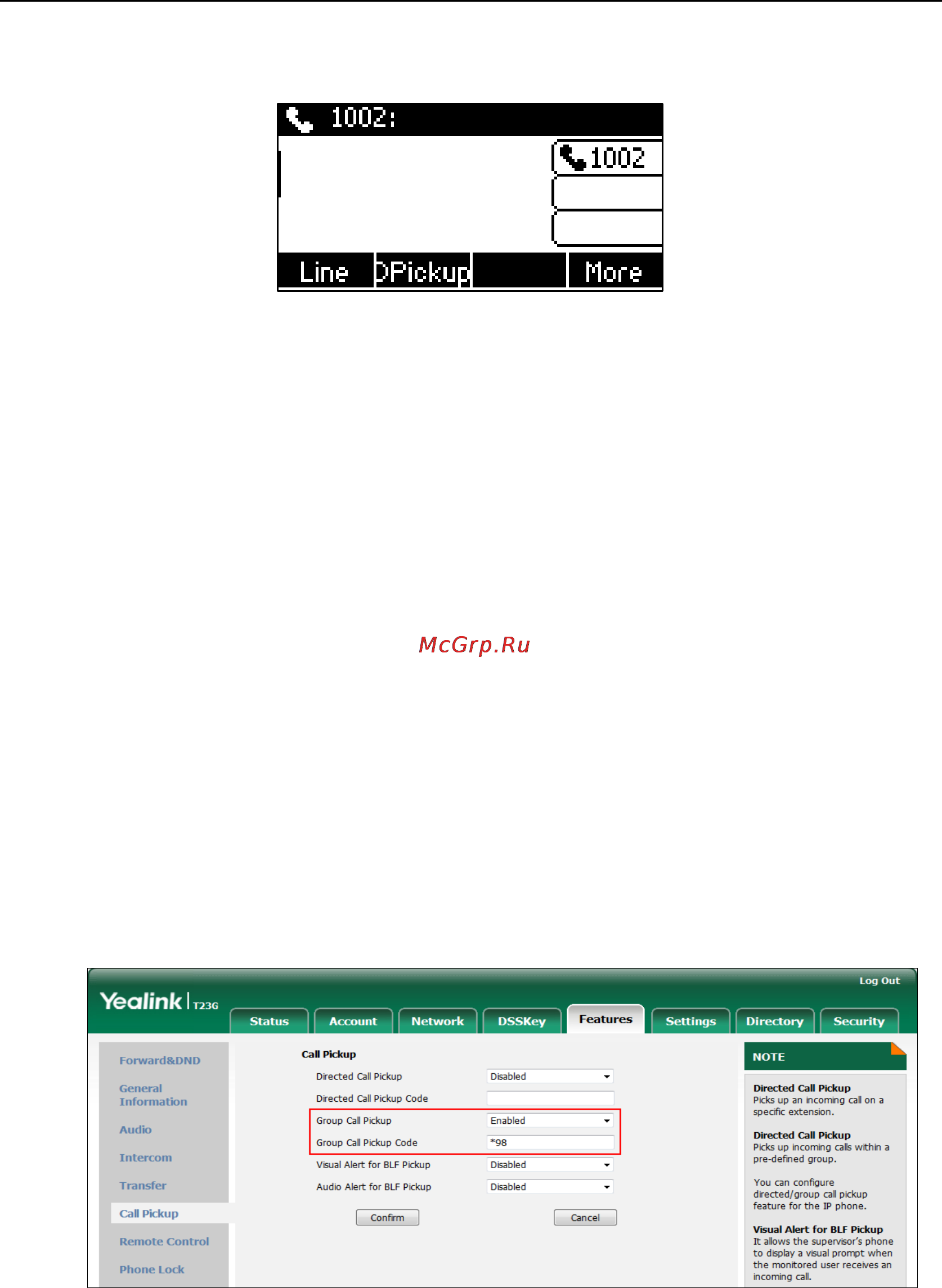 Yealink sip-t23p [110/172] Group call pickup