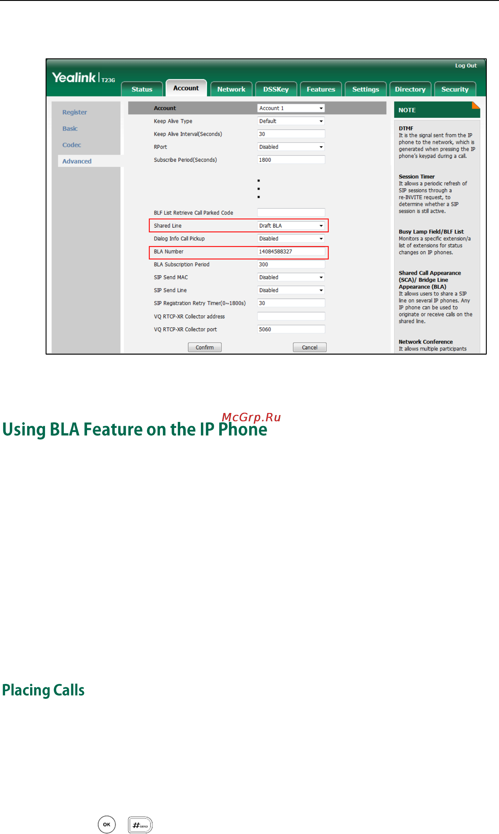 Yealink SIP-T23G [150/172] Using bla feature on the ip phone