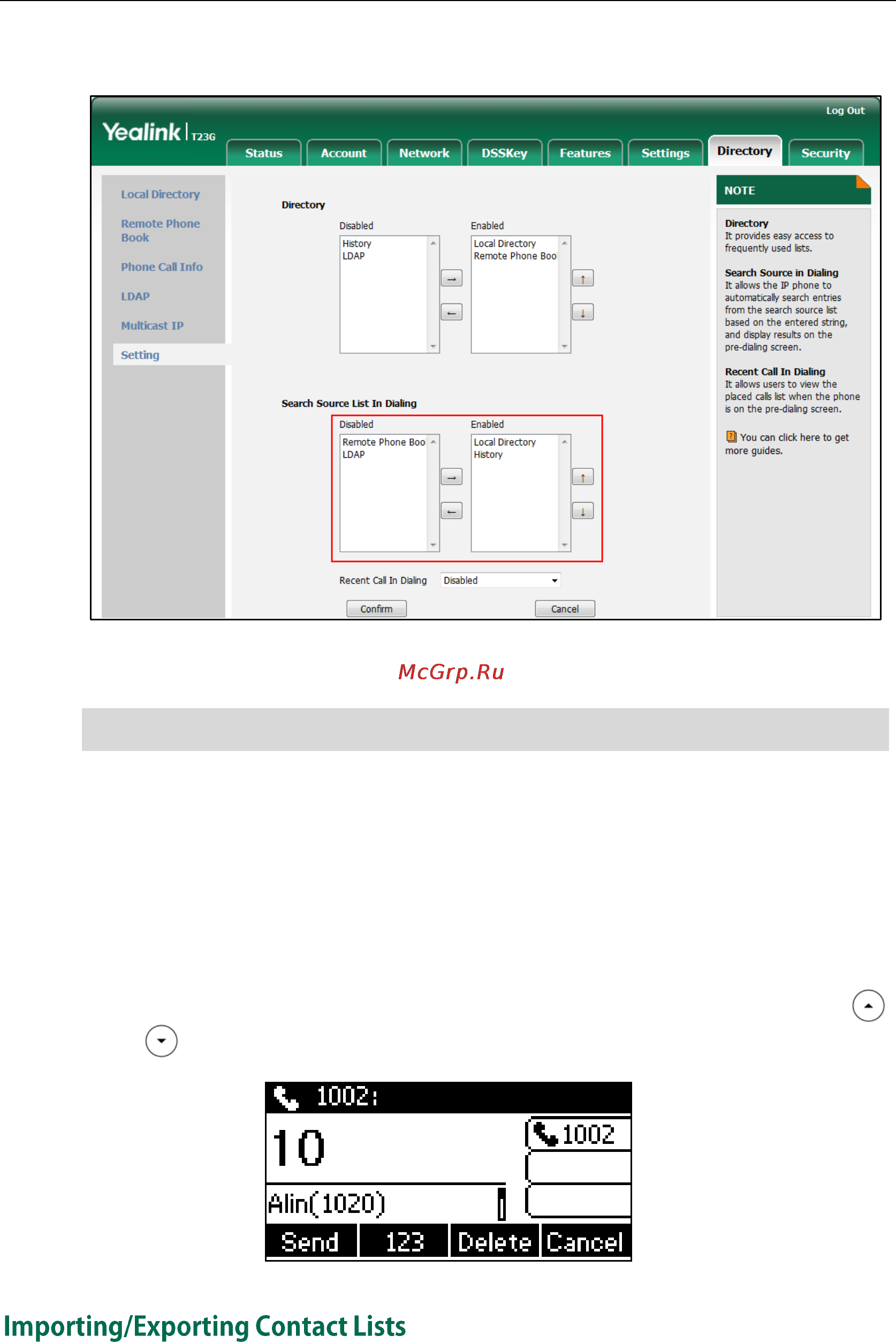 Yealink SIP-T23G [51/172] Importing exporting contact lists