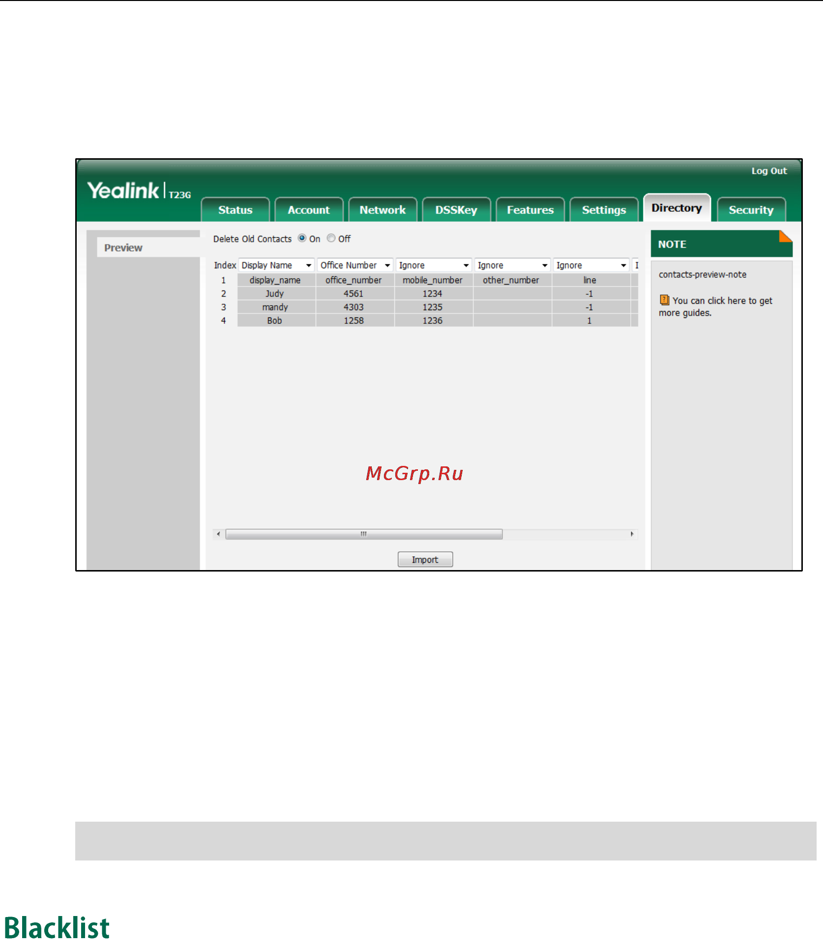 Yealink SIP-T23G [53/172] Blacklist