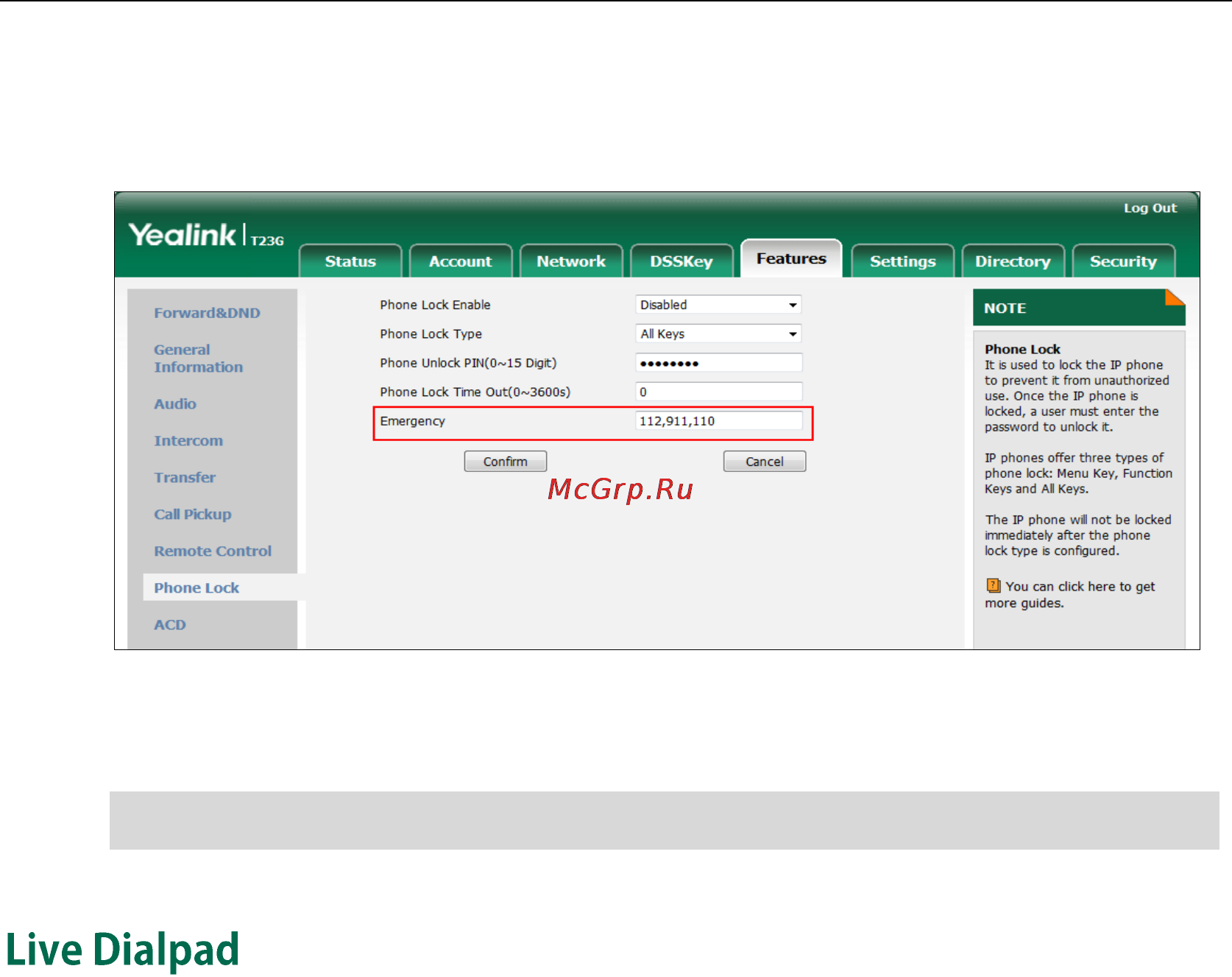 Yealink SIP-T23G [79/172] Live dialpad
