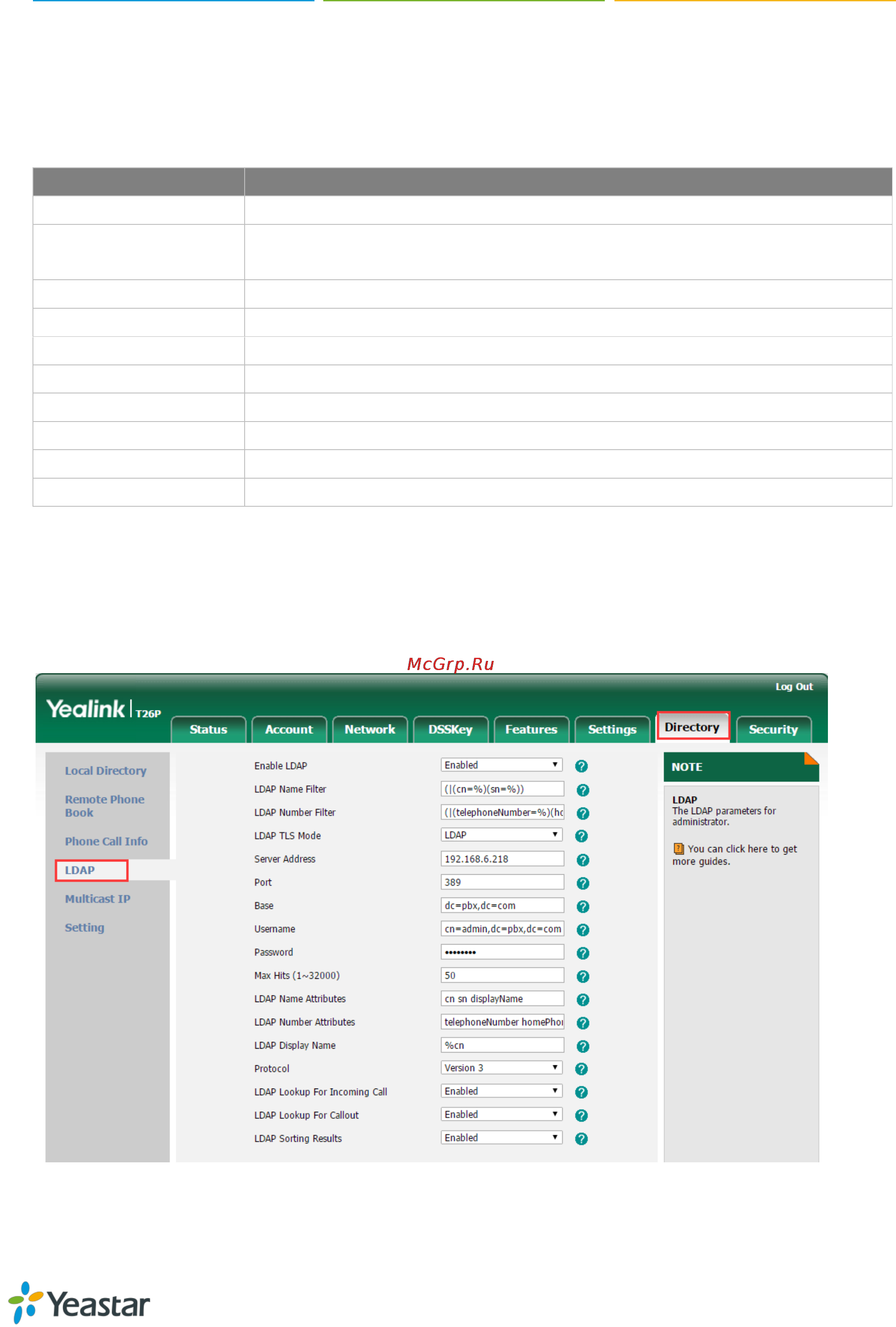 Yealink S300 [123/129] Ldap attributes