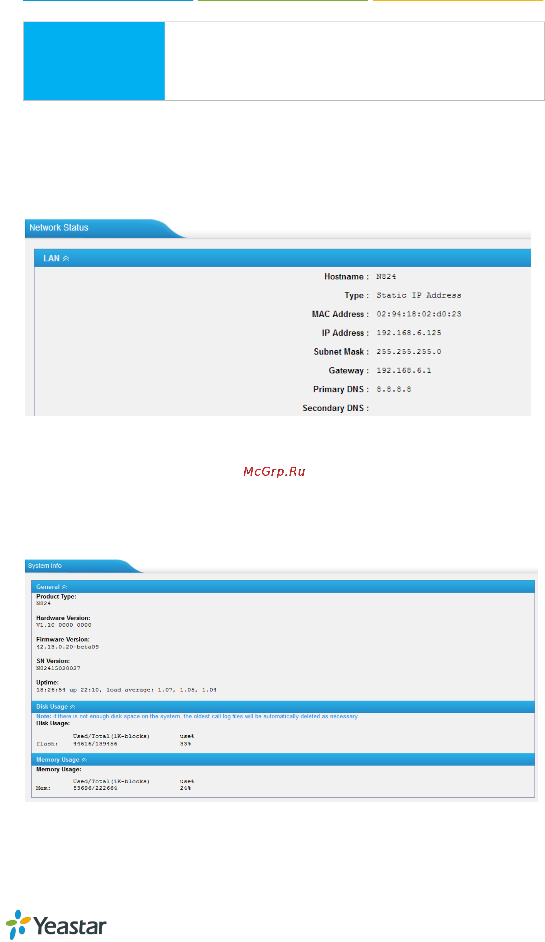 Yealink N824 [96/104] Network status