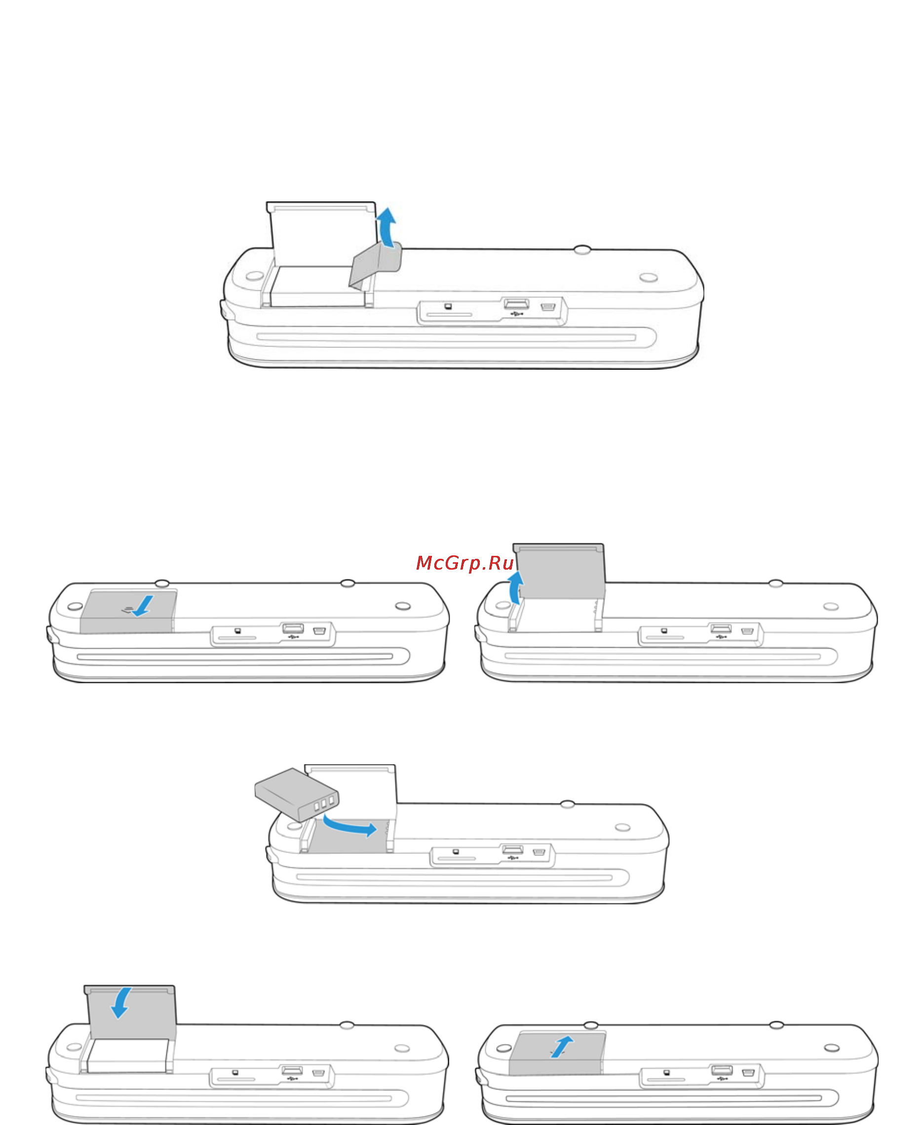 Xerox Mobile Scanner [17/48] Установка аккумулятора